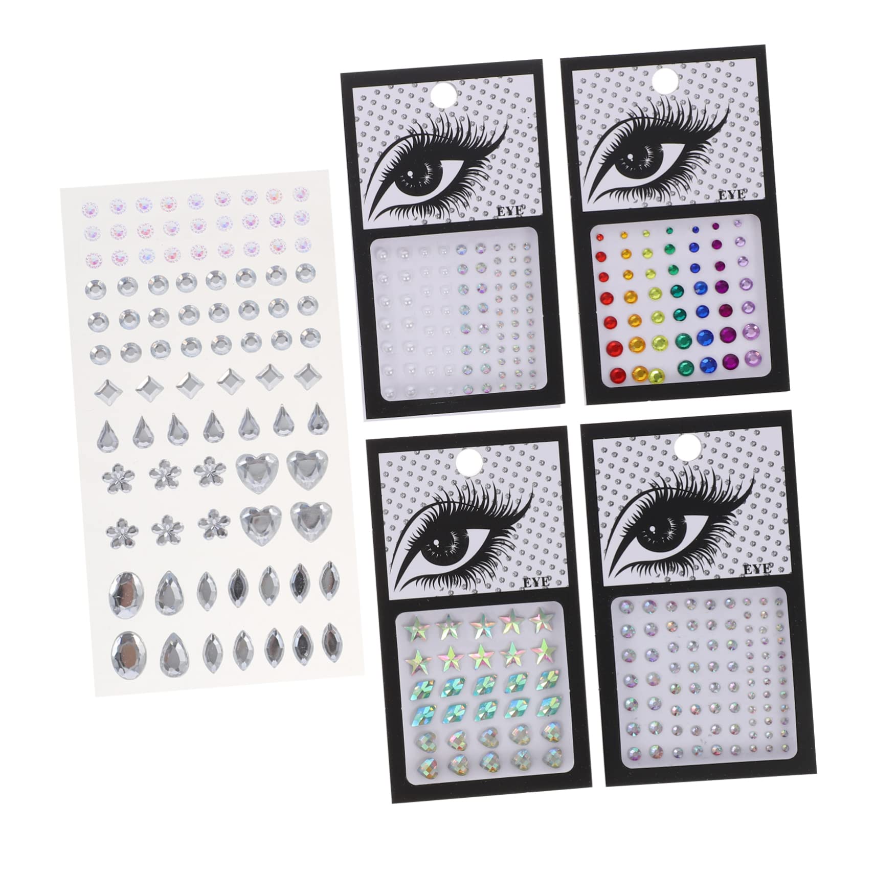 FOYTOKI 5Sheets Eye Gems Rhinestones Face Stickers for Women Ab Color Pearl Designs Colors Dazzling Body Decor for Festivals Parties and Makeup Looks