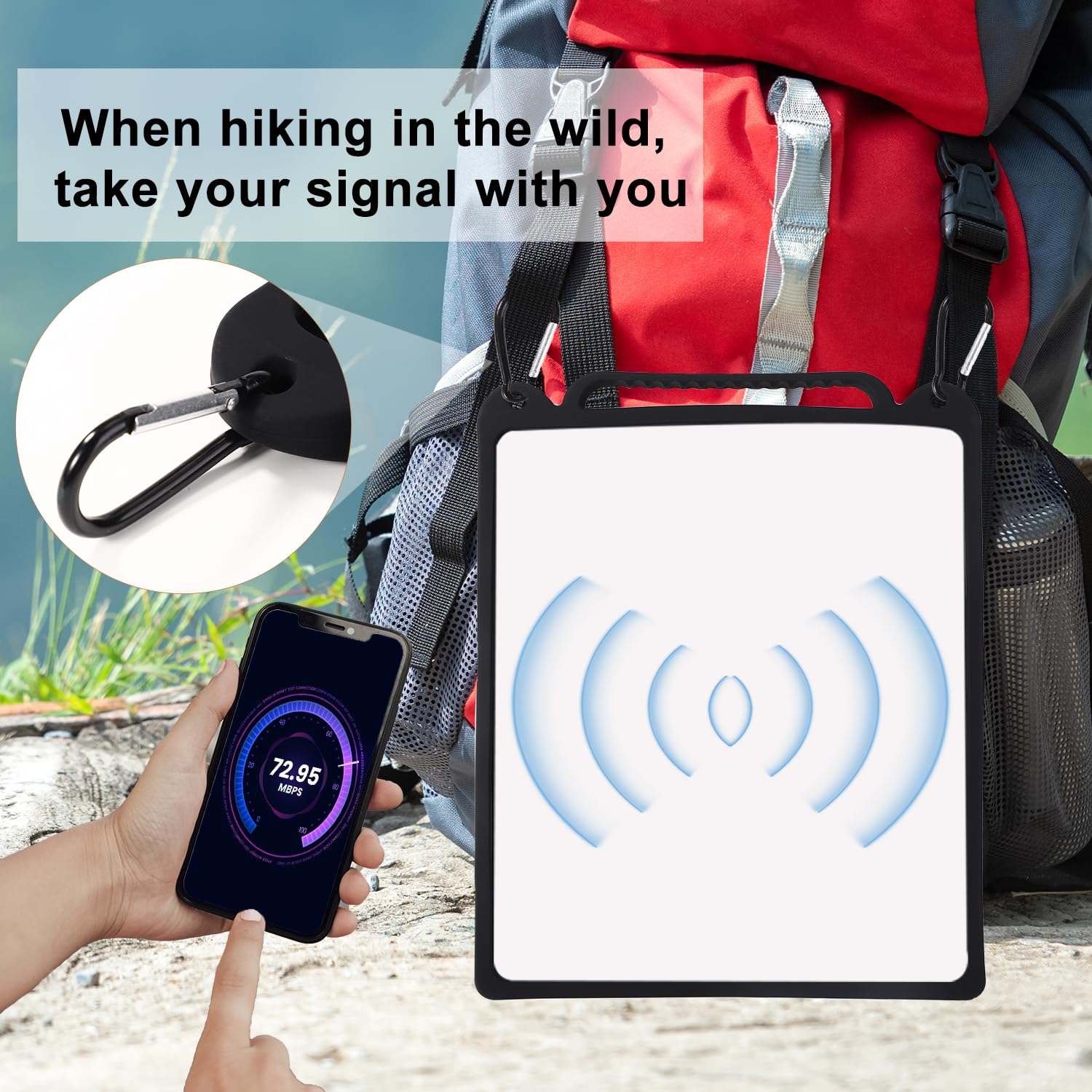 Pokrowiec Kompatybilny ze Starlink Mini, Silikonowy Pokrowiec na Antenę Satelitarną z 2szt Haczykami do Zawieszenia Anteny Satelitarnej na Plecaku do Sygnału Non-Stop(Czarny)