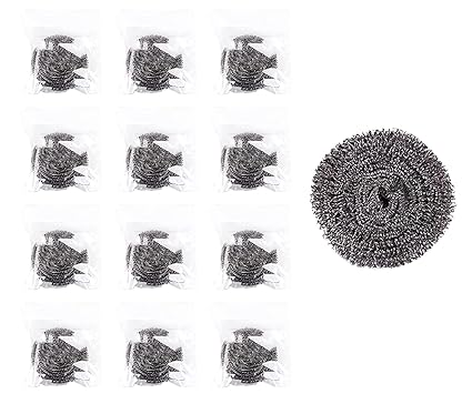 16 Pack Steel Wool Scrubber Set with Handle by Ysvcofu-Metal Scouring Pads,Heavy Duty Cleaning Supplies,Steel Wool Scrubber Pad Used for Dishes, Pots, Pans, and Ovens - Kitchen Cleaning Tool