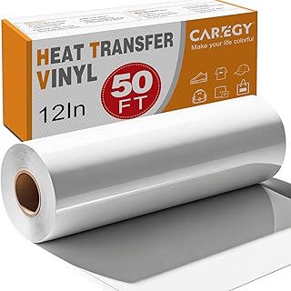 CAREGY HTV Heat Transfer Vinyl - 12 inch x50 Feet Roll, White