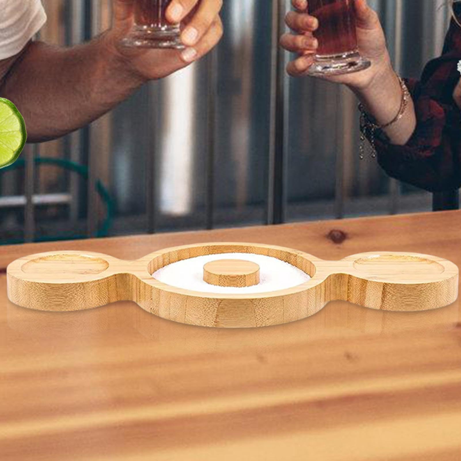 Rimmer - Bandeja de madera para sal de margarita, contenedor de sal de cóctel para camareros, perfecto para margaritas y herramienta de borde de sal binaural