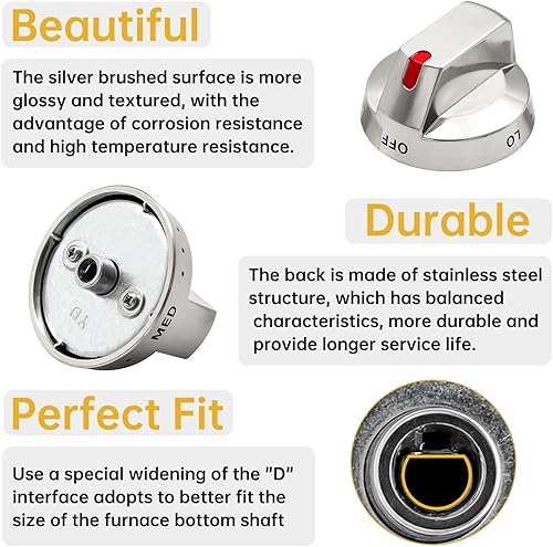 Miniatura 3 de Perillas de dial de control de quemador superior DG64-00473A mejoradas de acero inoxidable Samsung para estufa de gas, pomo de repuesto para horno,