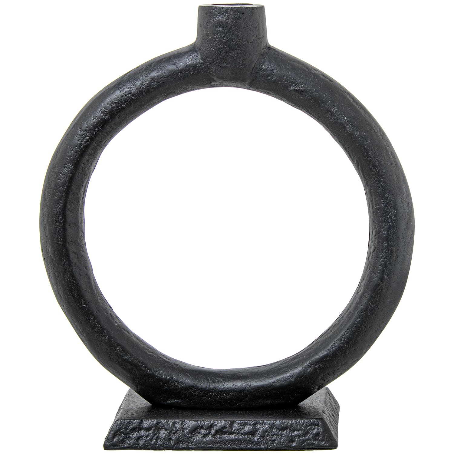 Bougeoir candelabre anneau alu noir de 22x8x24cm pour decoration de table