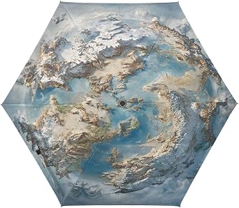 ALAZA Funny World Map Art 3 Folds Auto Open Close Umbrella Travel Folding Umbrellas