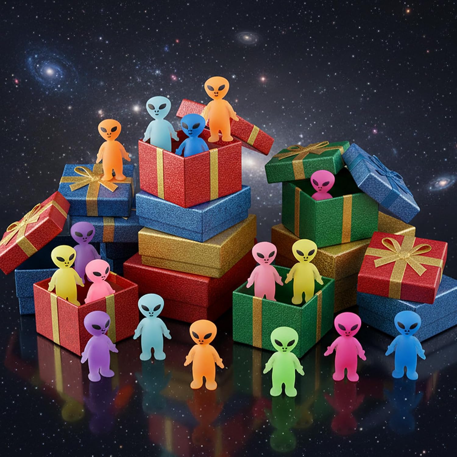 CroBlissful 80 Pcs Colorful Mini Alien Figures Glow in The Dark Small Little Tiny Aliens Figurine to Hide and Seek for Space Party Favors Prank Birthday Prop Party Gifts Goodie Bag Fillers, 8 Colors image 4