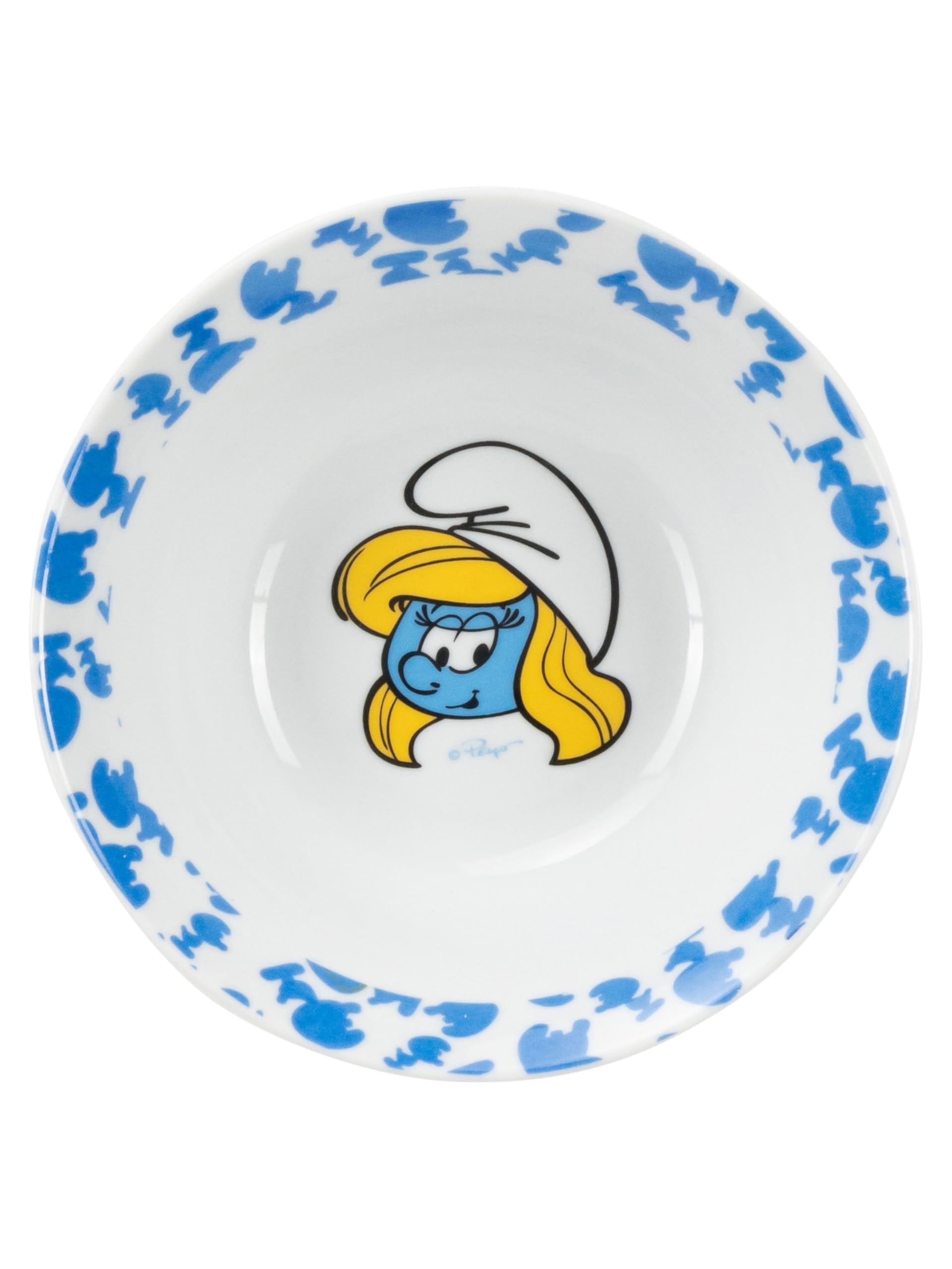 Set da colazione dei Puffi per bambini - Set di stoviglie 3 pezzi in porcellana con piatto, ciotola e tazza blu