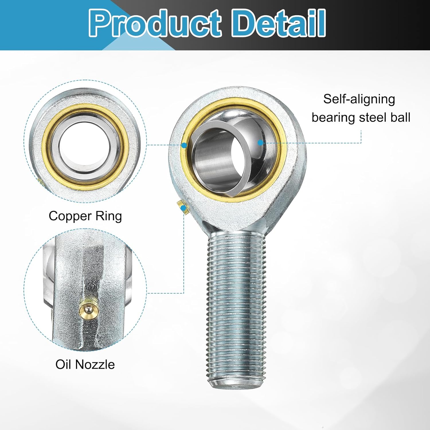 uxcell 4Pcs POSB12 3/4 Inch Male Rod End Bearing, 3/4-16 UNF Right Hand Male Thread Rod End with Jam Nuts for Agriculture, Machinery, CNC Equipment (ABEC3)