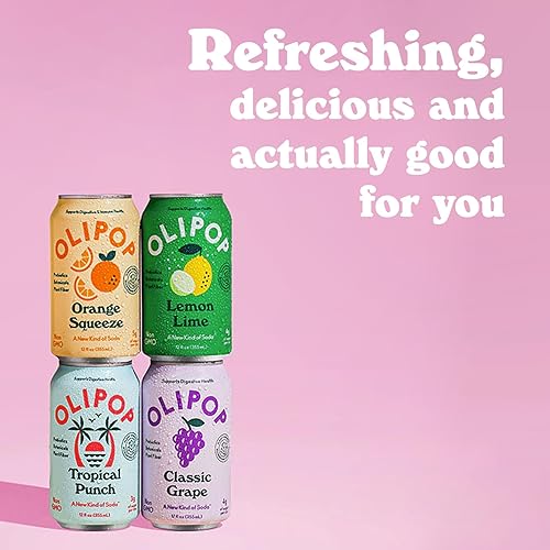Miniatura 7 de OLIPOP - Explora el paquete de sabores, paquete variado de 12 sabores de soda, soda saludable, refrescos prebióticos, apoya la salud digestiva y la