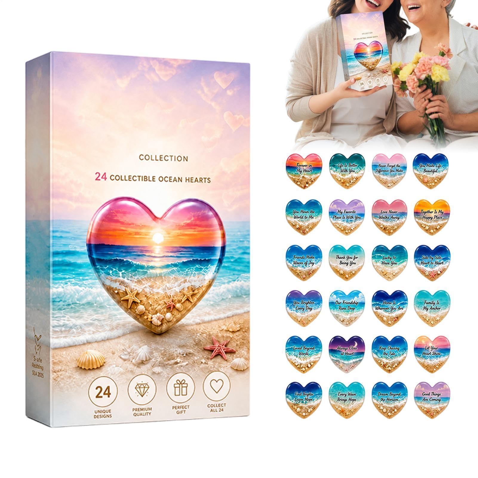 Coeur de poche en verre de plage pour témoigner votre affection aux amis précieux