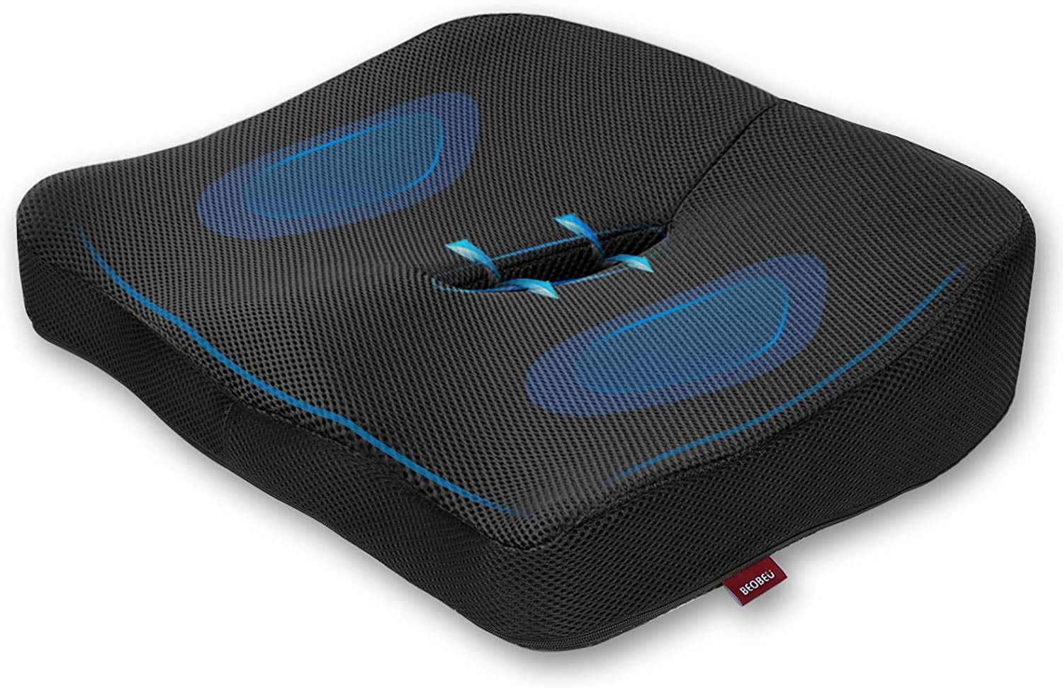 Grneric HGREAT Seat Cushion 100% Pure Memory Foam, Ventilated Ergonomic Design Cushion Coccyx, relieves Back Hip Tailbone Sciatica Pain for Office Chair car seat Wheelchair. (Black)