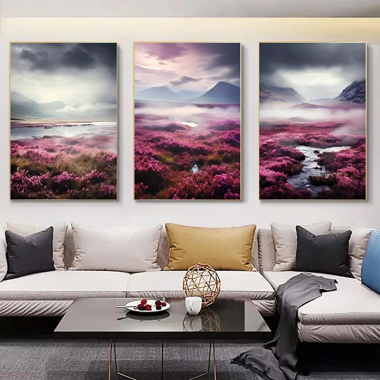 Impression sur toile triptyque roses rouges et nuages blancs décoration murale - 8