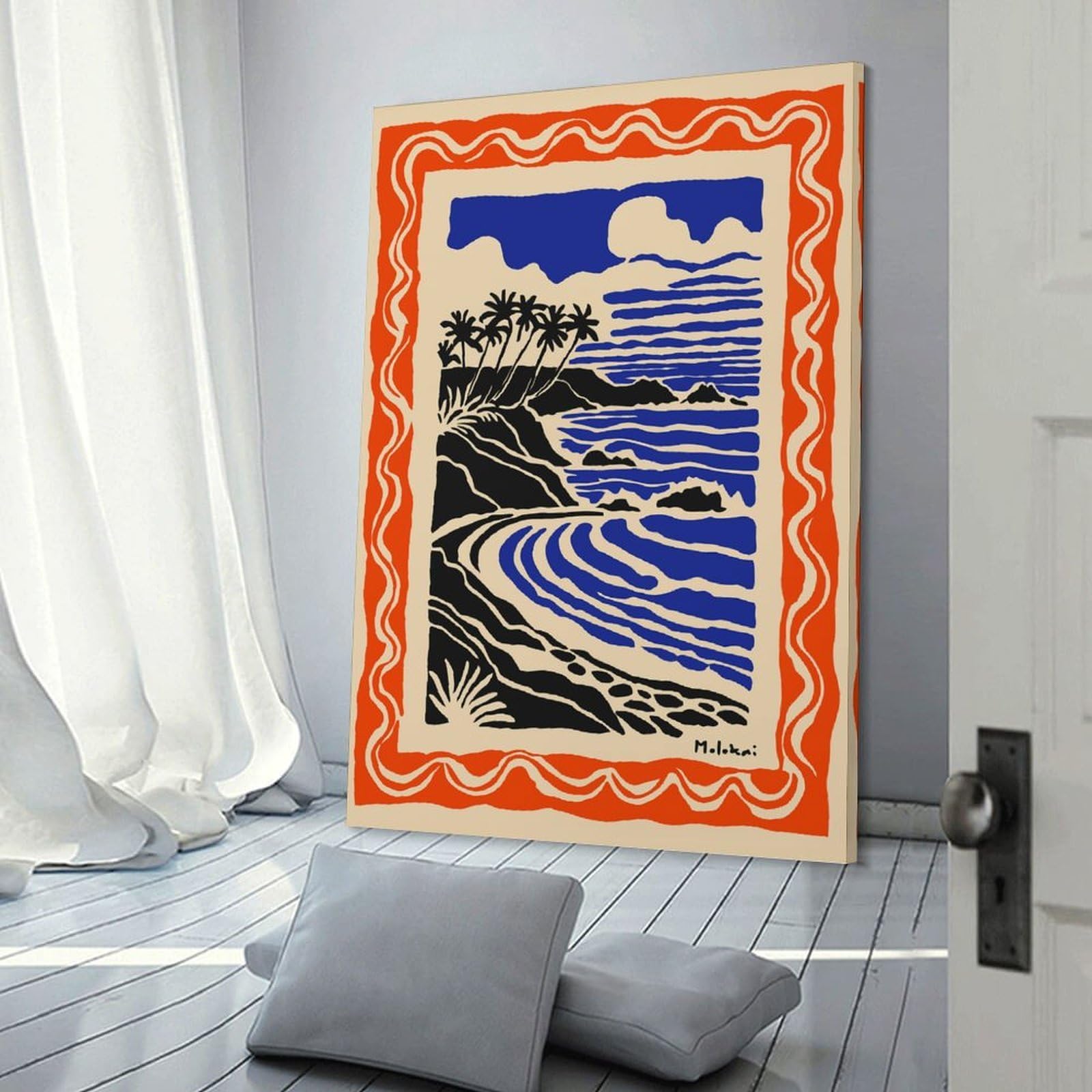Junmoney Molokai Tropical Beach Scene Wall Picture Print 24x36inch(60x90cm), for Picture Wall Styling in Lounge Or Bedroom, Ideal for Building A Coordinated Art Wall