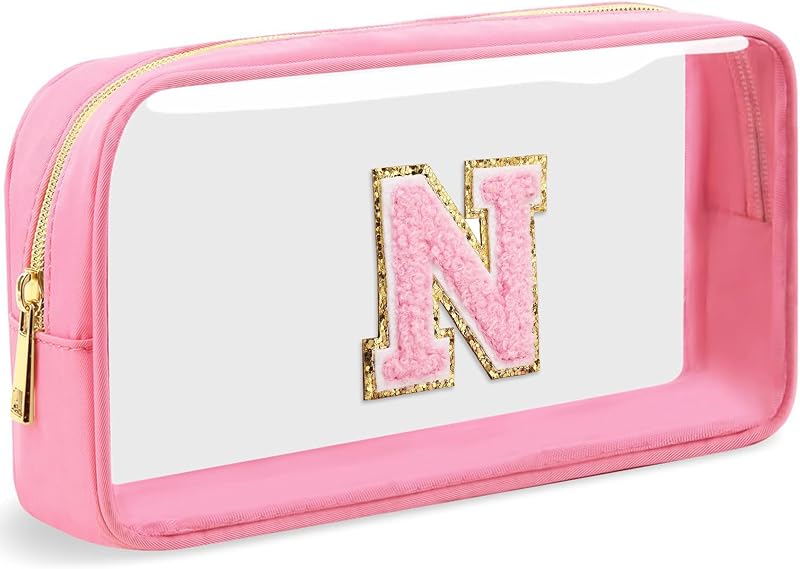Necessaire de maquiagem transparente LOFOWN com zíper, modelo PINK-M, 25,5 x 16 x 8 cm