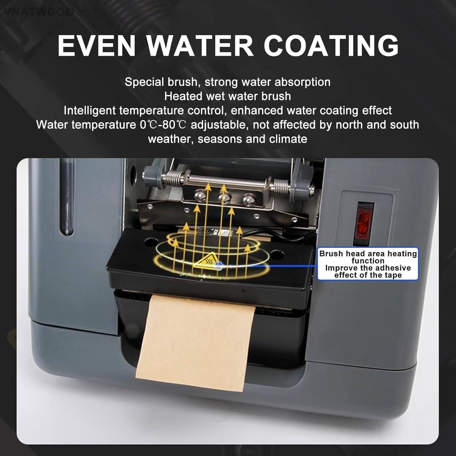 Taglierina per nastro di carta, dispenser automatico di nastro attivato dall'acqua con touch screen per nastro attivato dall'acqua da 30-100 mm, efficiente e facile da usare