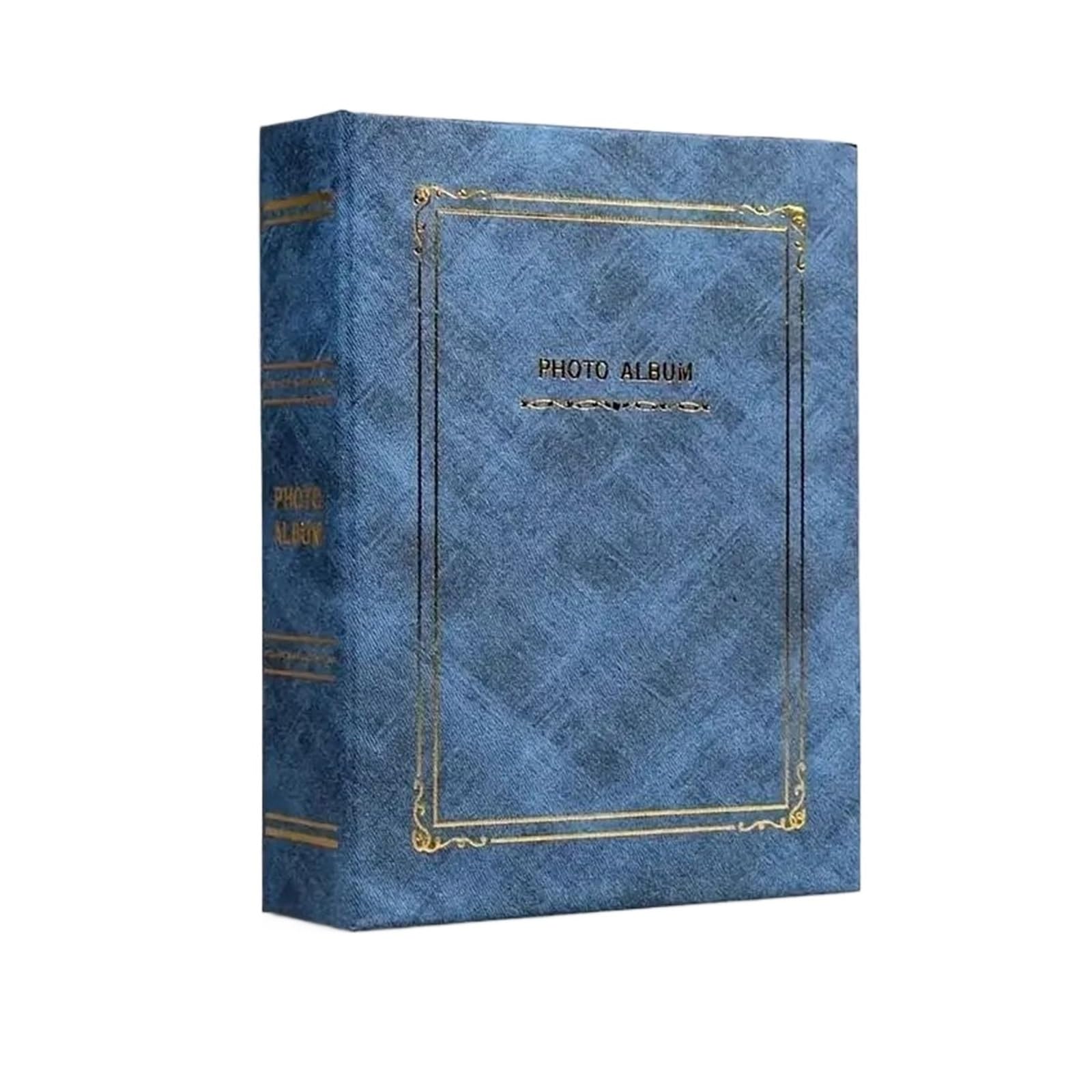 Album fotografico in stile vintage con pagine trasparenti - 4x6 pollici, capacità 200 foto(Blue)