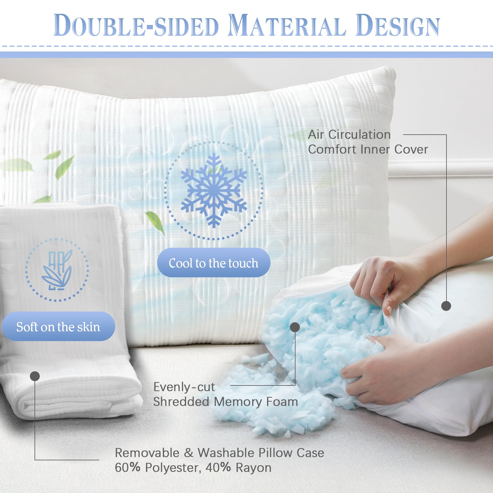 Meoflaw Cuscino Per Dormire 50x137 Cm - Lusso Hotel, Imbottitura In Fibra Poligel, Supporto Per Dormire Sul Fianco E Schiena, Lavabile - 3