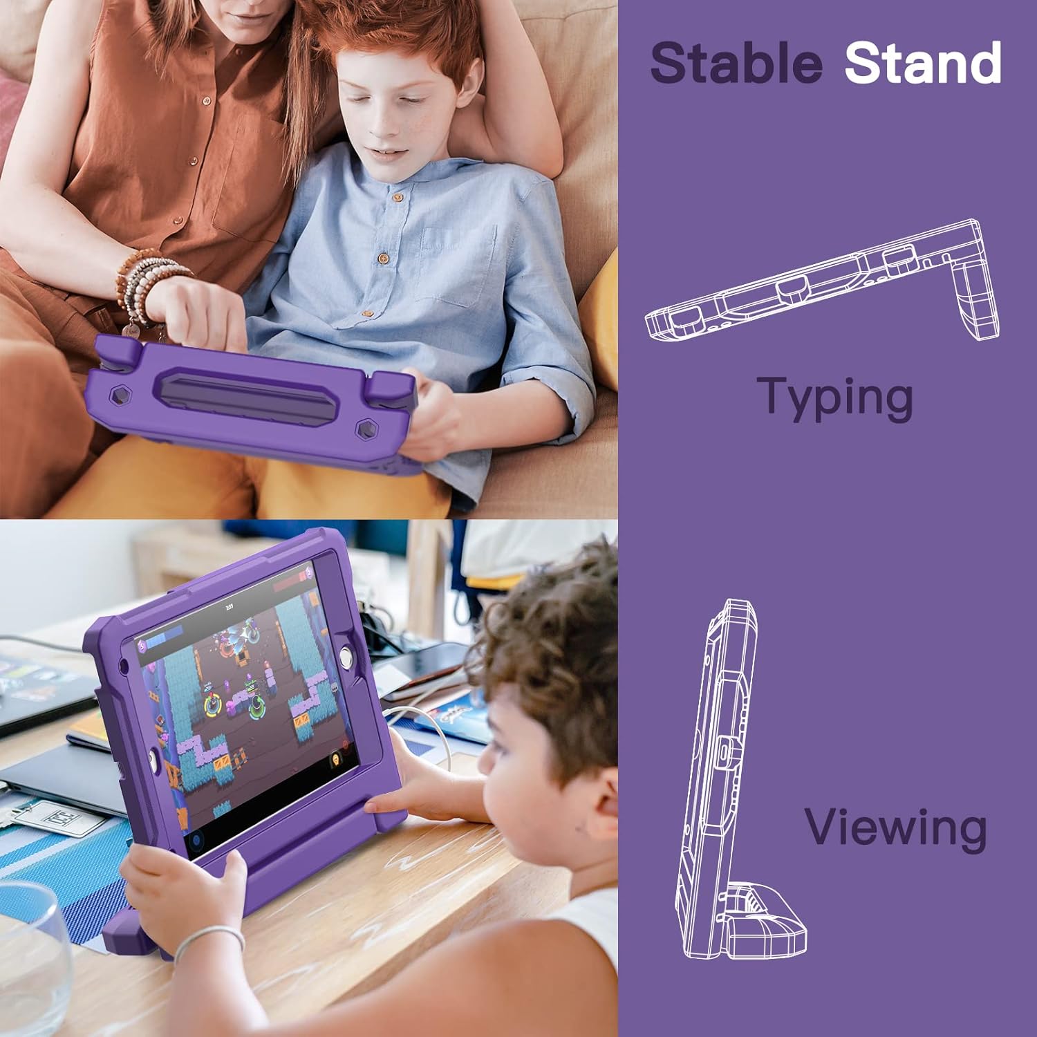JETech Kids Case for iPad mini 5/4/3/2/1 (7.9-Inch, 2019/2015/2014/2013/2012 Model) with Built-in Screen Protector, Shockproof Full-Body Handle Stand Tablet Protective Cover (Purple) - Image 6