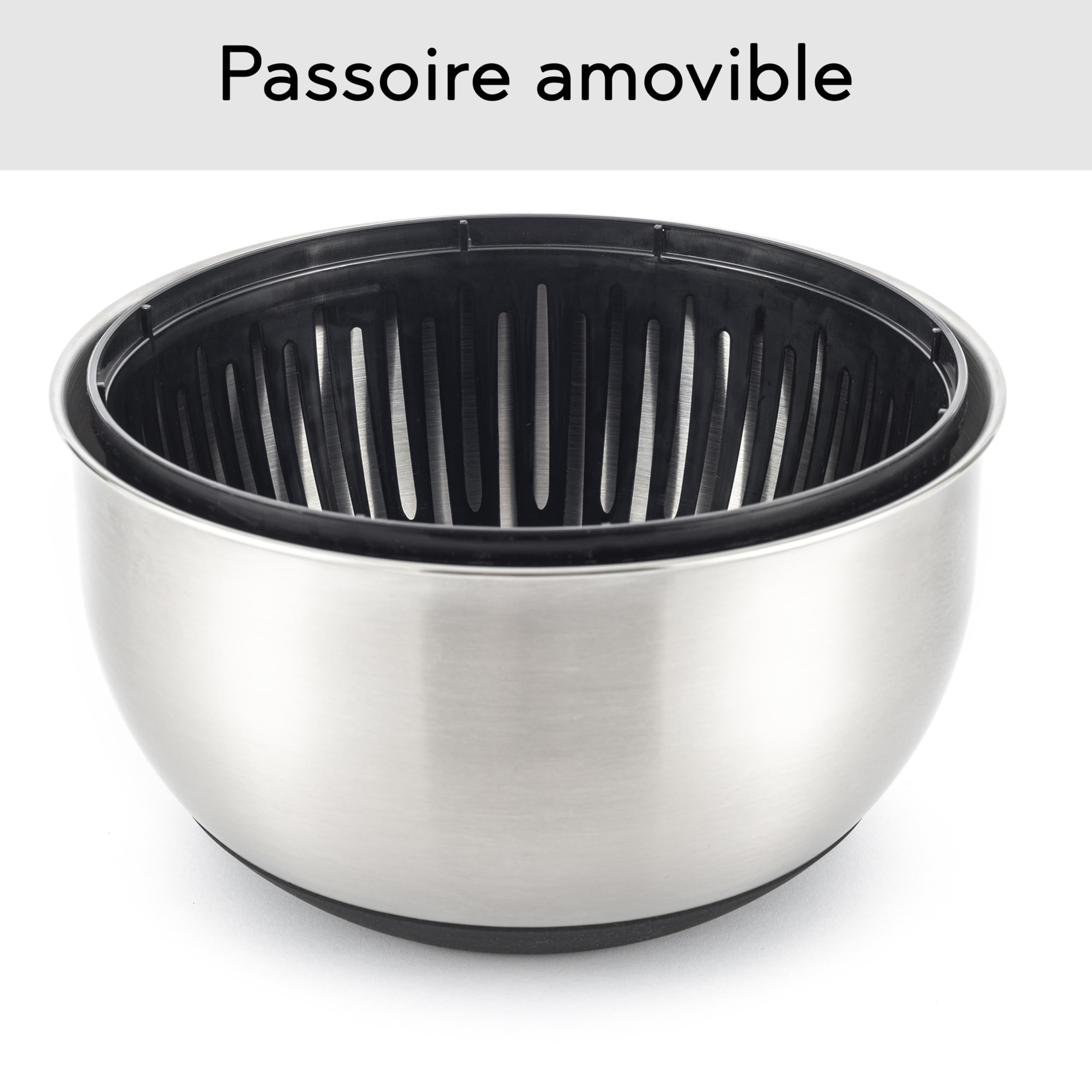 Hanseküche Essoreuse à Salade INOX Professionnelle – Saladier 3-en-1 pour Essorer, Servir et Conserver, Grande Capacité 4,5L, sans BPA, Compatible Lave-Vaisselle, Ø 24,5 x 19 cm