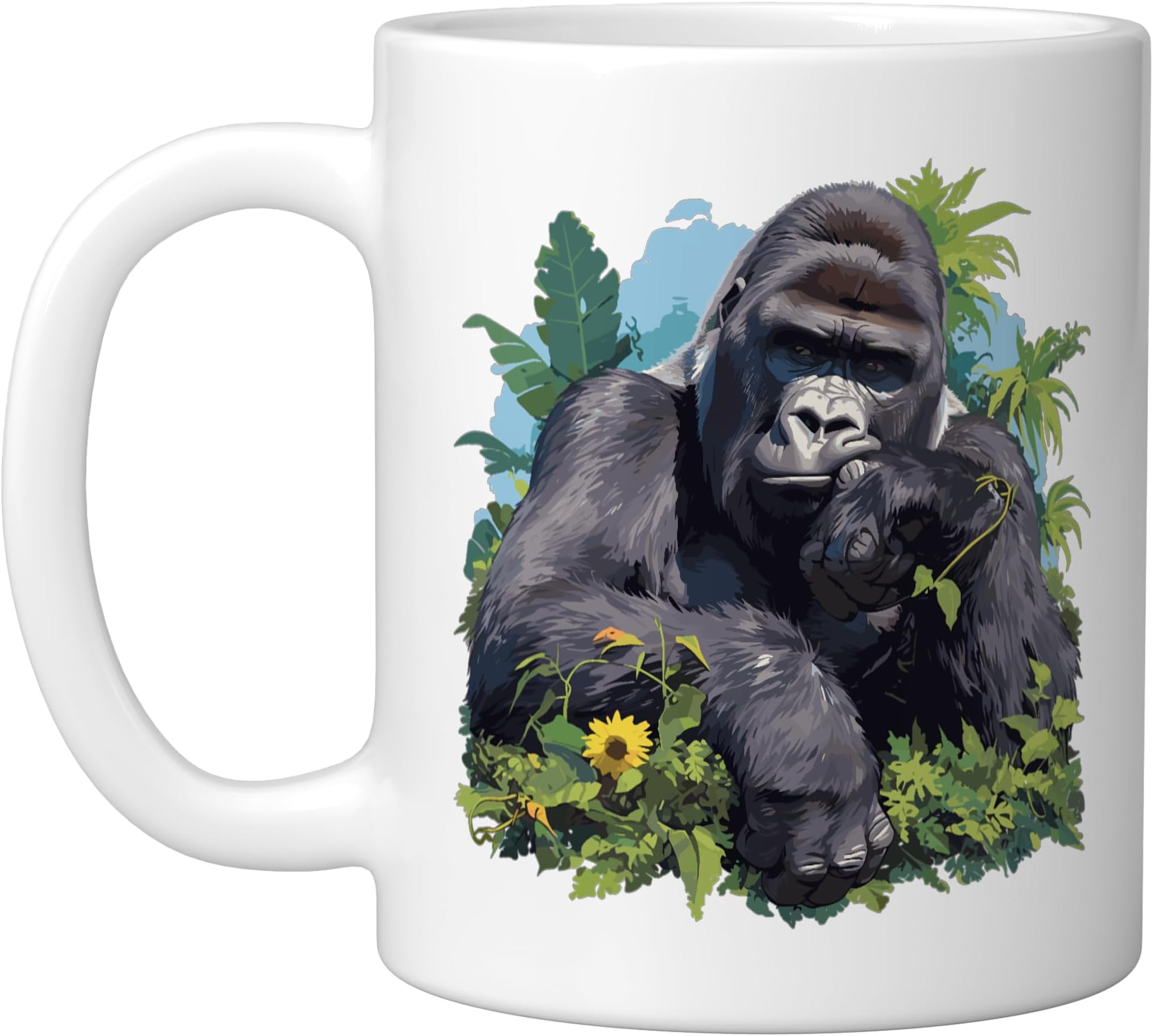 Mountain Gorilla Ceramic Mug, White