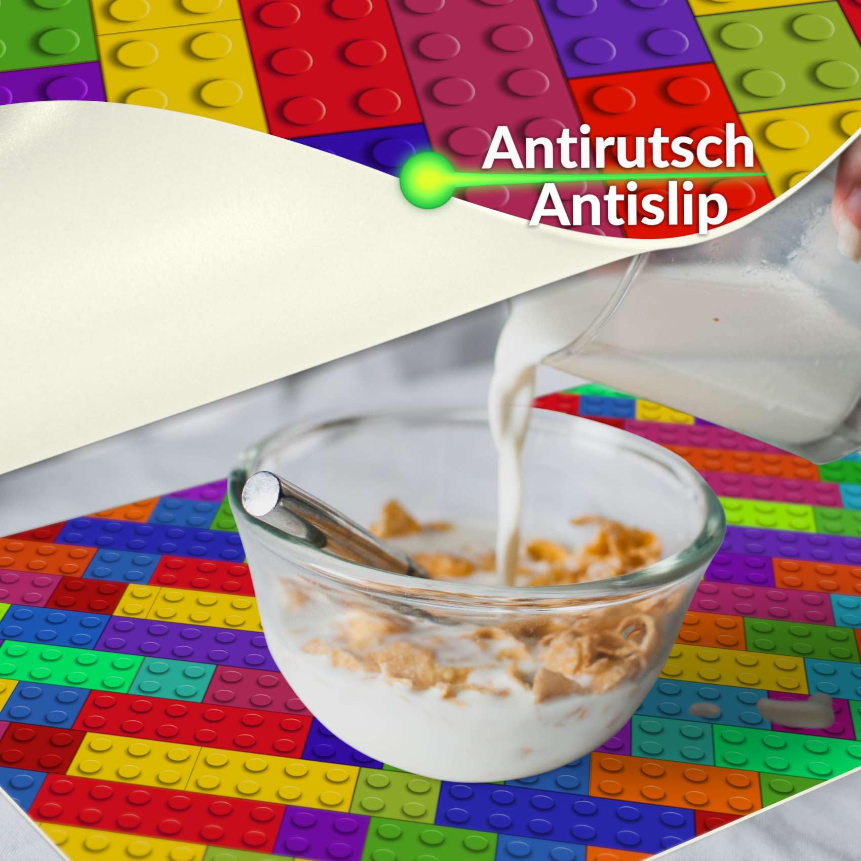 ANRO Platzset Bunte Bausteine 35x50 cm – 4er Set, abwaschbar