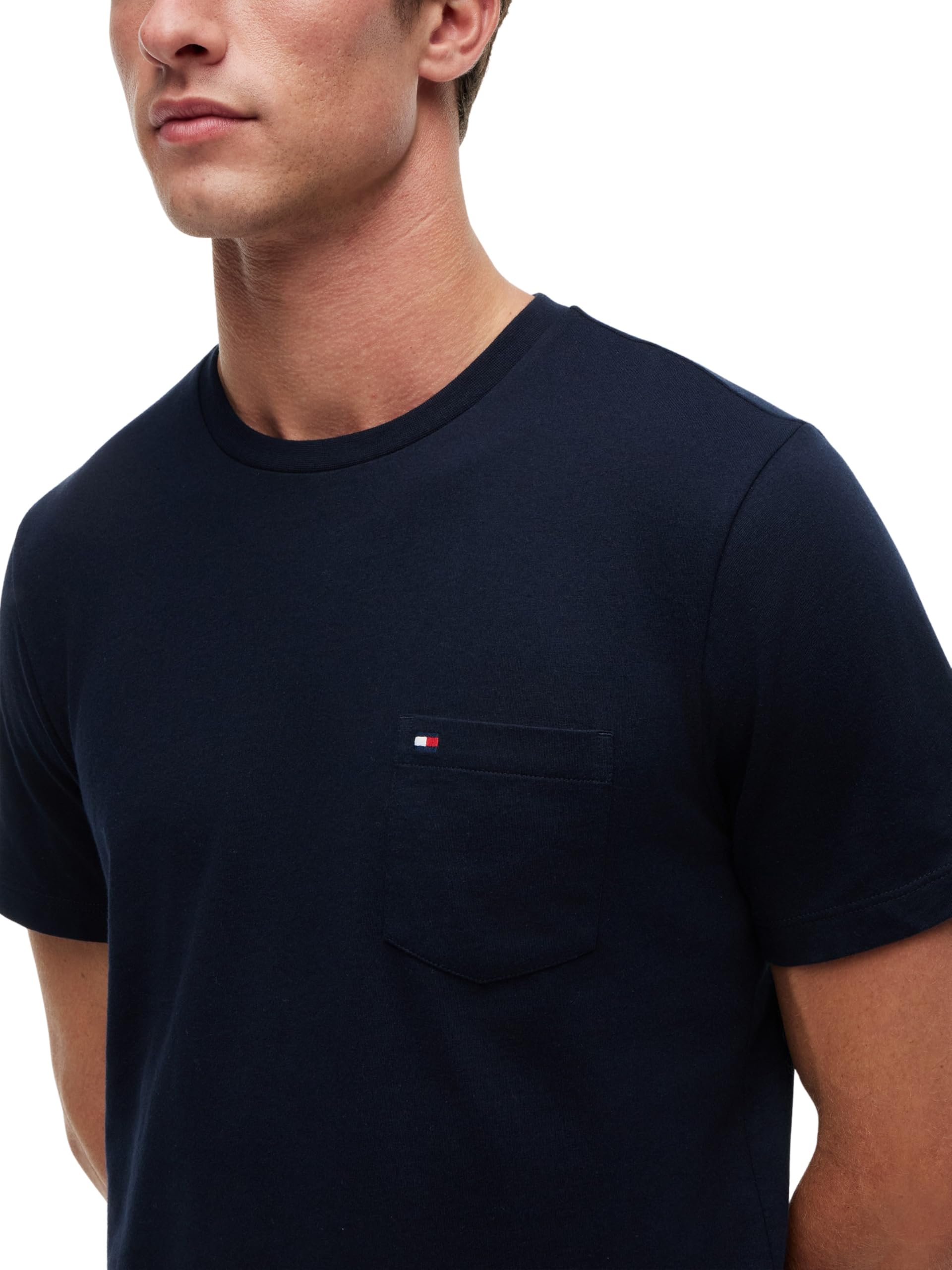 Tommy Hilfiger Camisetas de Manga Corta Hombre Essential con Bolsillo en el Pecho