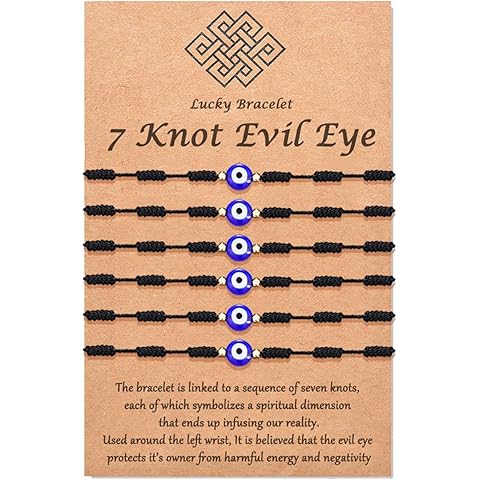 Tarsus (Ver.3) Evil Eye 7 Knot Lucky Bracelets Adjustable Red String Amulet for Women Men 6 Pcs Bracelets