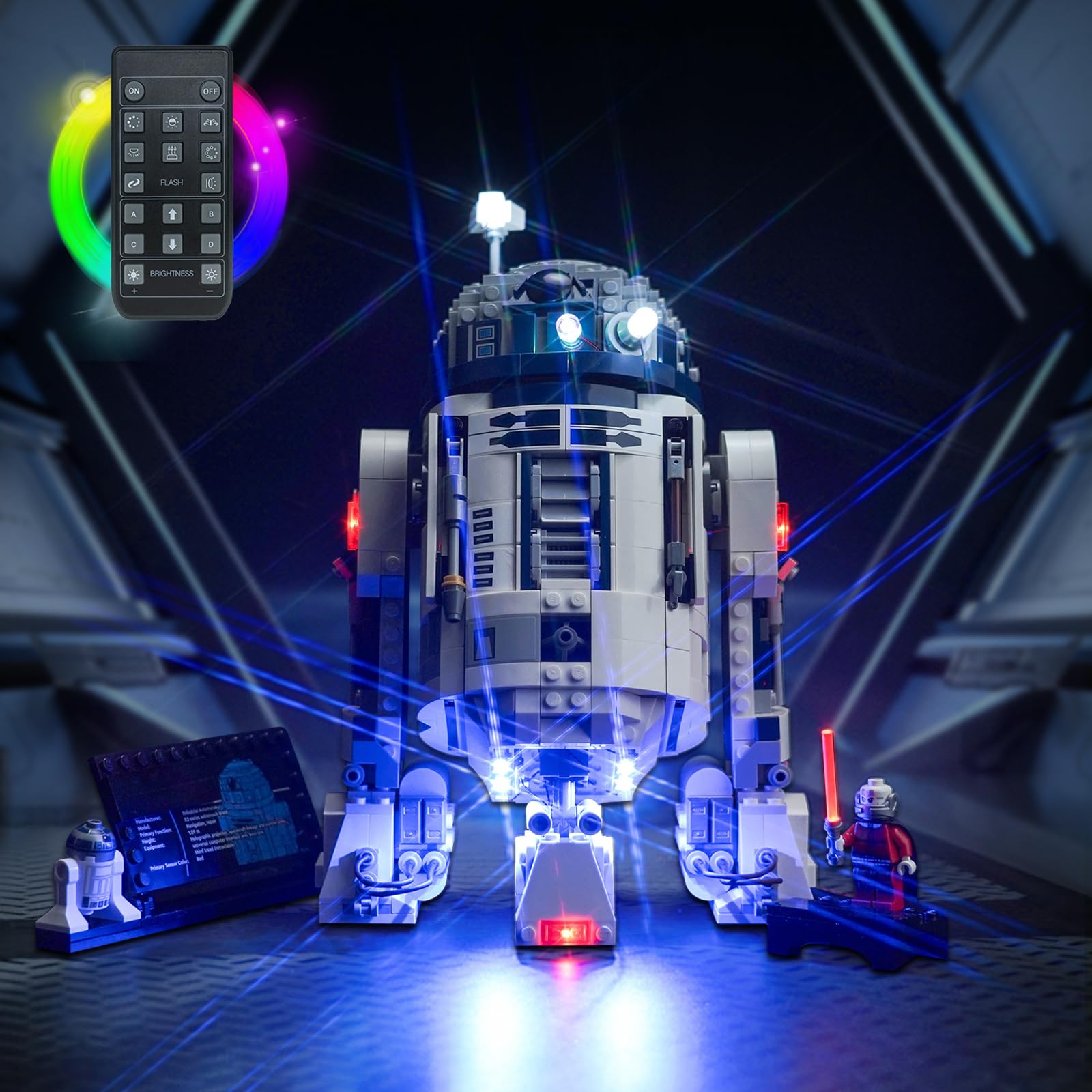 BrickBling Kit luce telecomando per Lego 75379 R2-D2 (non Lego), set di illuminazione a LED per Lego R2-D2 giocattolo creativo, DE-75379-P63402