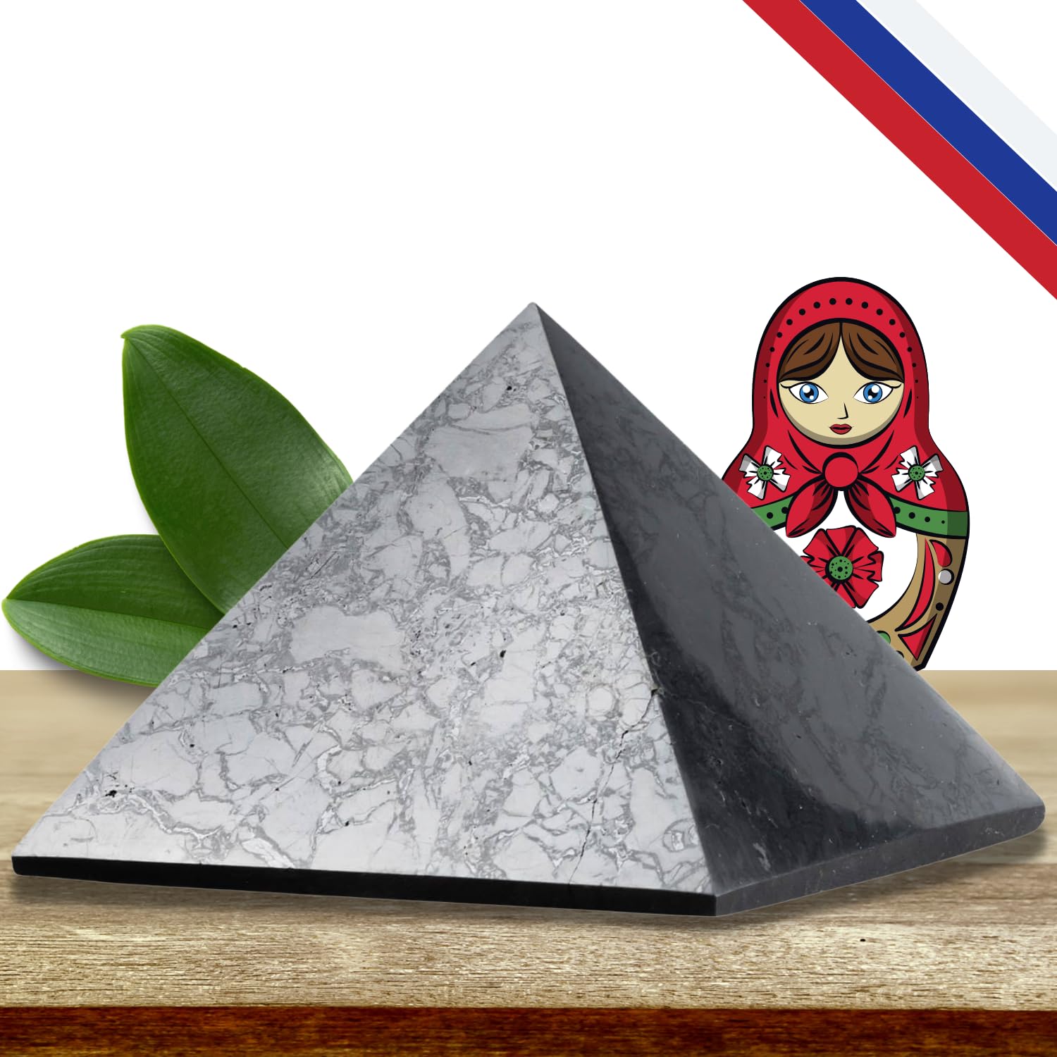 Pyramide de shungite anti onde pour retrouver le sommeil, pierre polie 12 cm