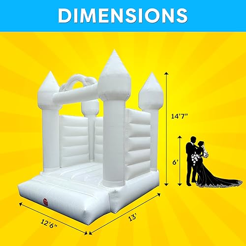 Miniatura 2 de Casa inflable blanca de rebote – 13 x 12 x 14.5 pies – Gran unidad inflable de castillo para bodas – Casa de rebote de fiesta al aire libre con