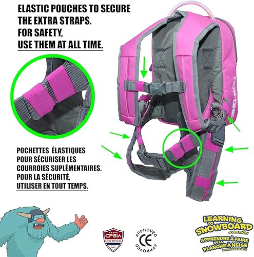 Miniatura 2 de MDXONE Arnés de snowboard para niños con correa retráctil y amortiguadores y arnés de asiento extraíble