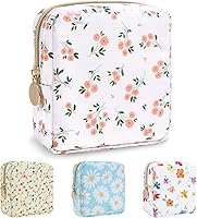 Vista 64 de izuzta Bolsa de maquillaje pequeña de nylon, linda bolsa preppy, bolsa con cremallera para cosméticos, Beige, Chico