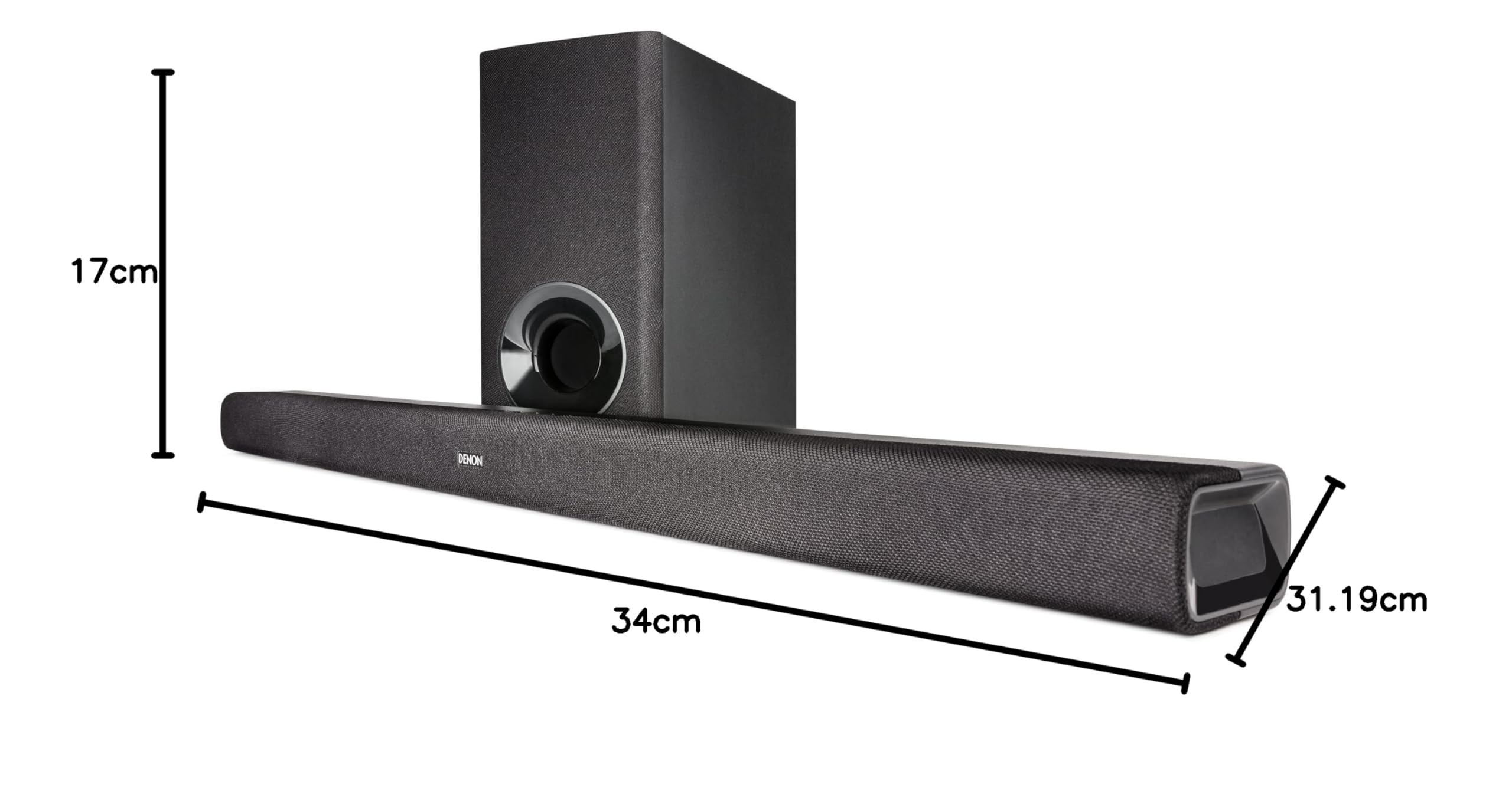 DENON DHT-S316 Soundbar 2.1 con Subwoofer Wireless, Nero