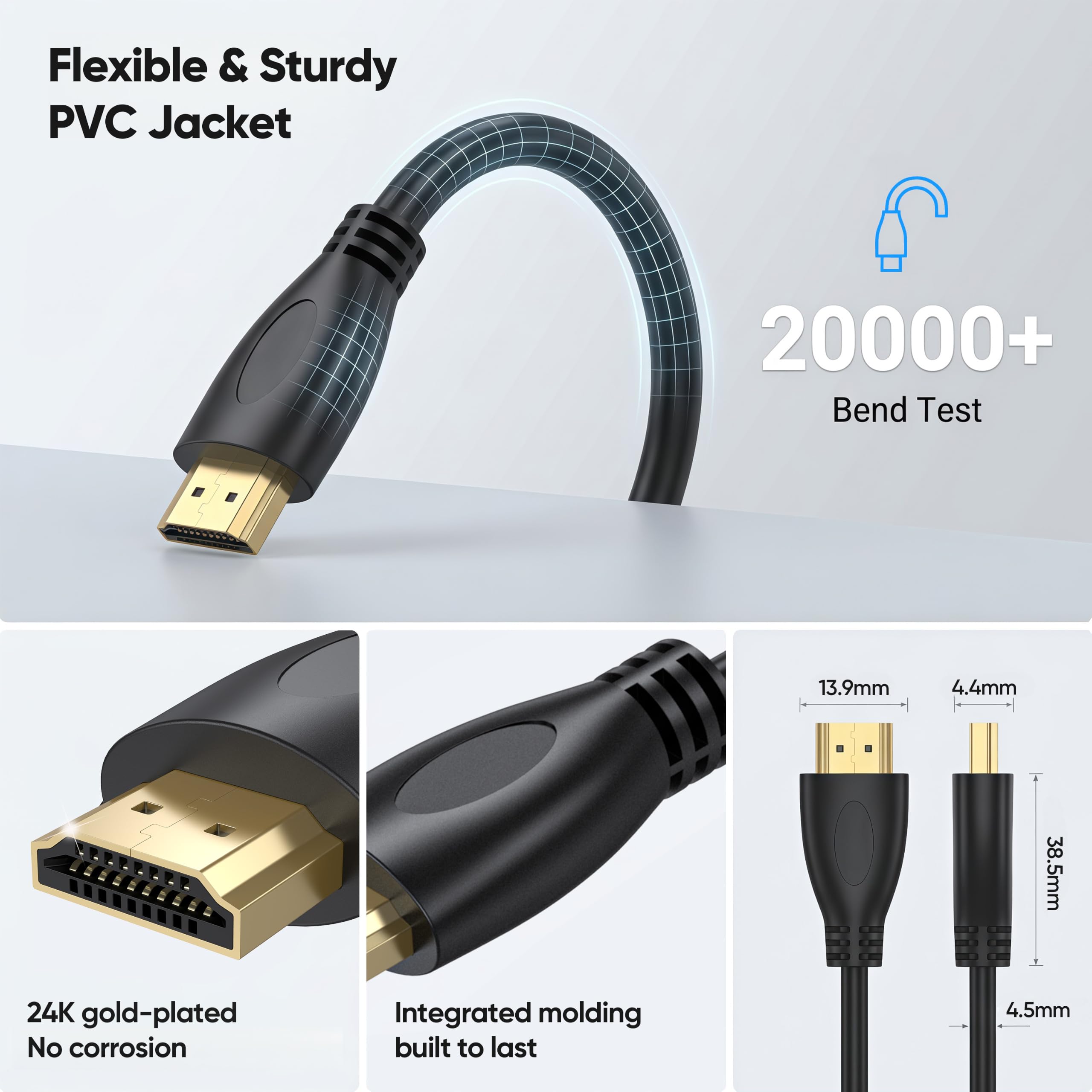 Cavo HDMI da 0,5 m, confezione da 10, 4K UHD HDMI adattatore maschio a maschio per ARC e CL3 nominale | per laptop, monitor, PS5, PS4, Xbox One, Fire TV e altro ancora
