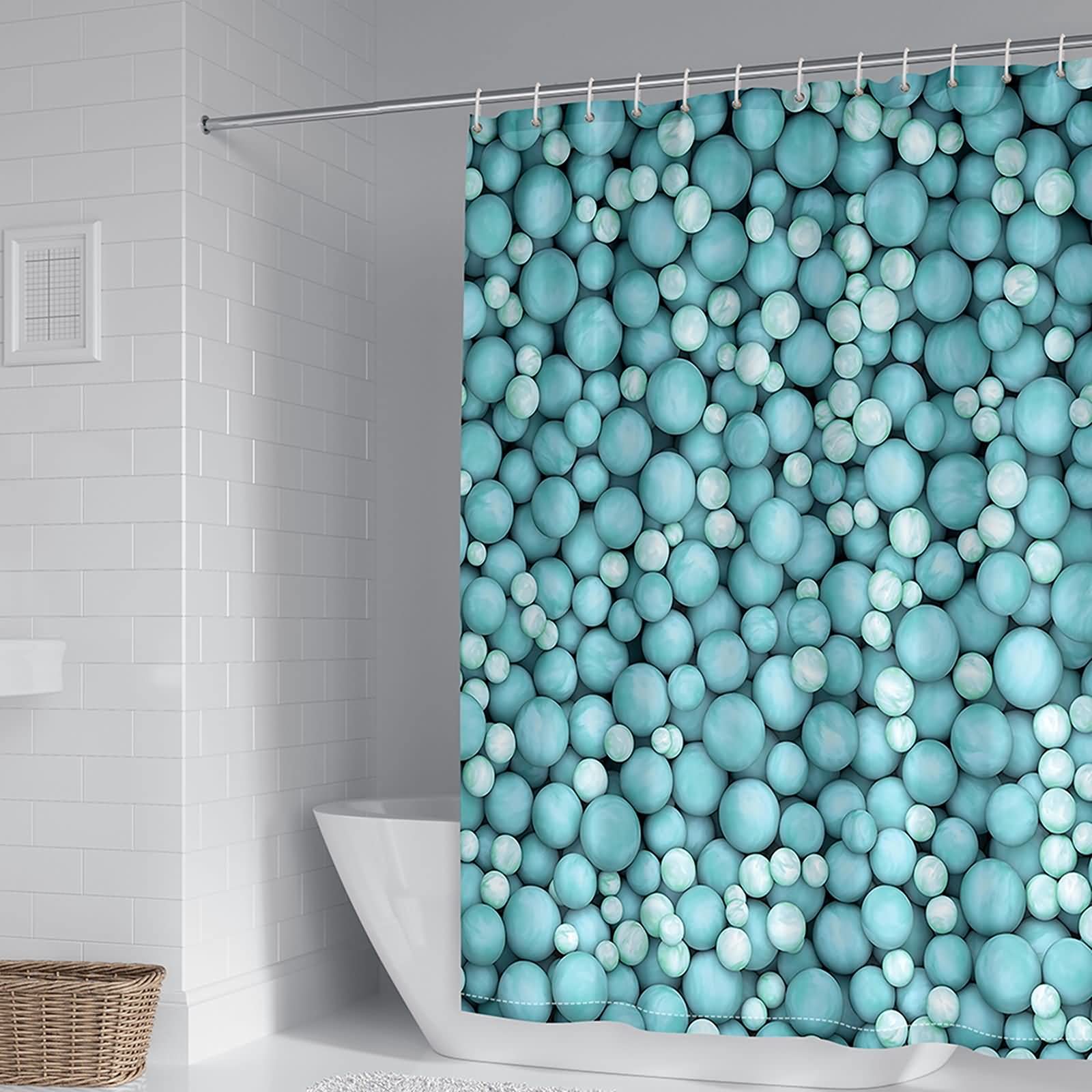 Rideau de douche motif de pierre vert pour une déco apaisante