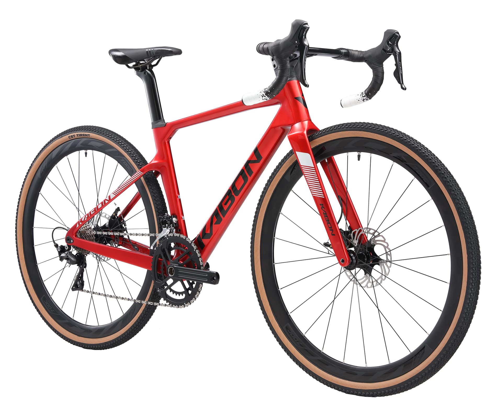 KABON Carbon Gravel Bike, T800 Carbon Fiber Rahmen 700C Rennrad mit 18 Gängen, integriertem Carbonlenker, Scheibenbremsen Rennrad für Unisex