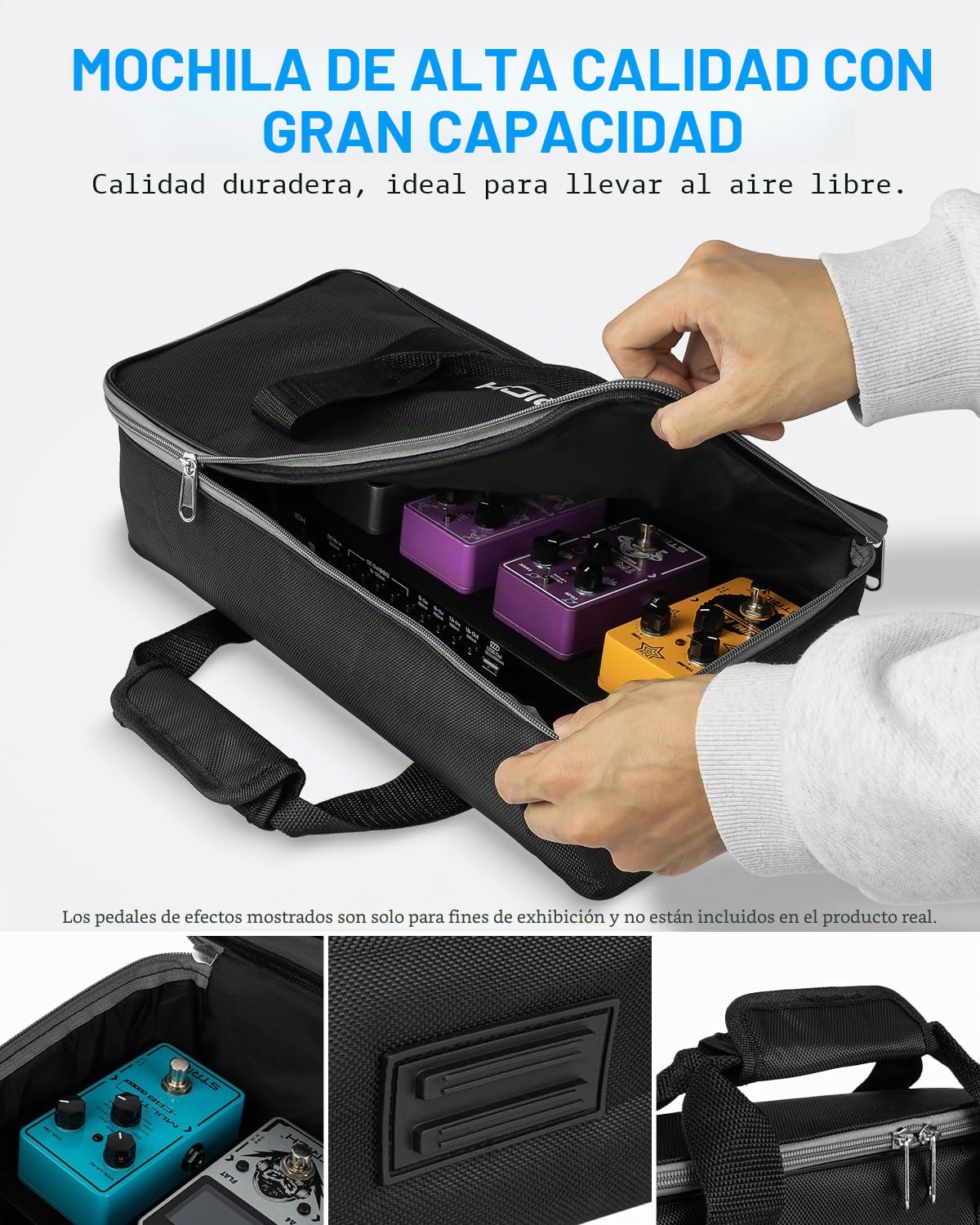 STRICH - Tablero de pedal de guitarra con fuente de alimentación integrada, tablero de pedal pequeño de 15 x 5.1 pulgadas, aleación de aluminio ligero de 1.4 libras, pedalboard con cables de pedal,
