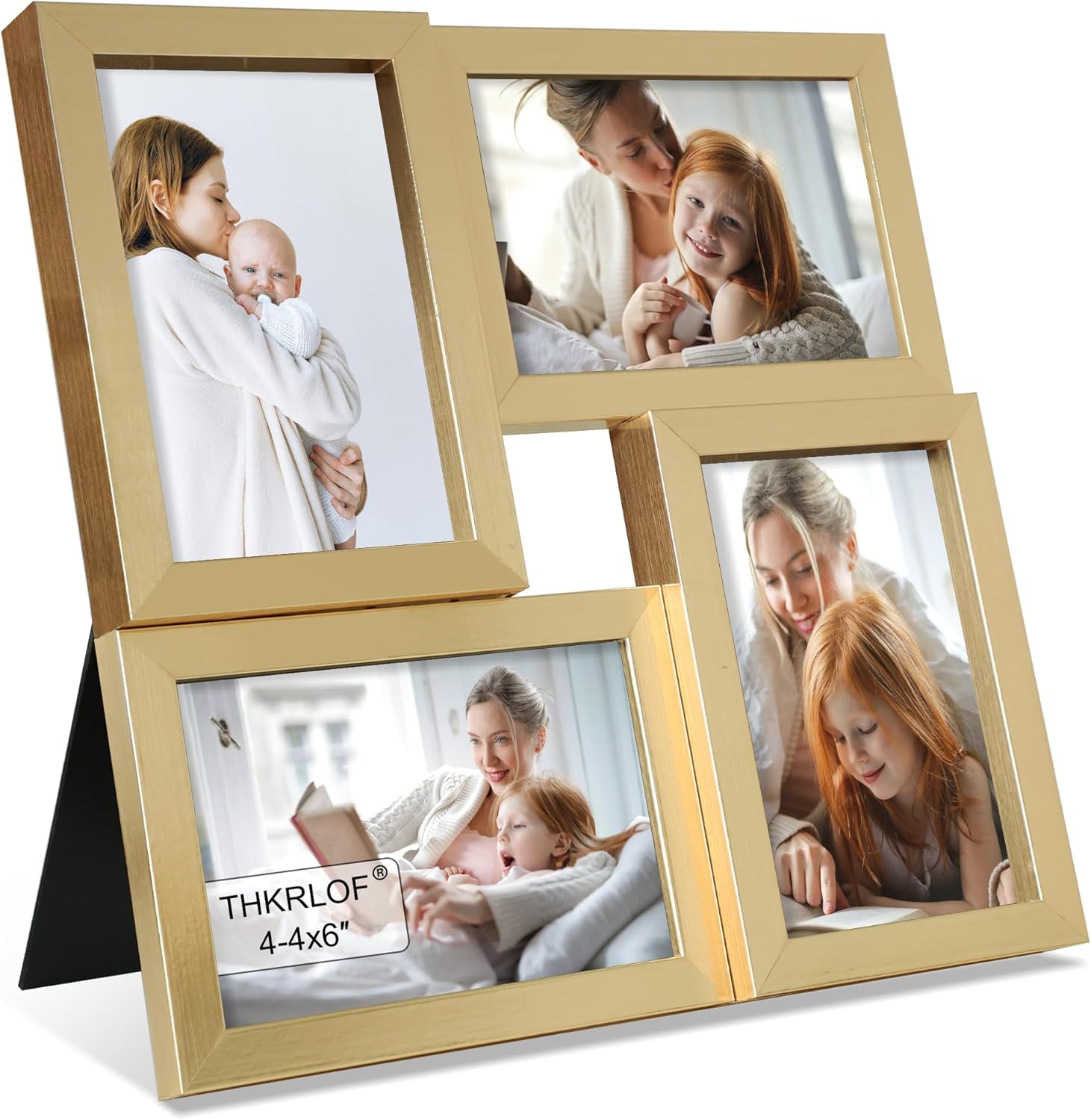 4x6 Picture Frames Collage 1 Pack, 4 Opening Multi Family Photo Collage Frames with Real Glass for Wall Hanging or Tabletop, White