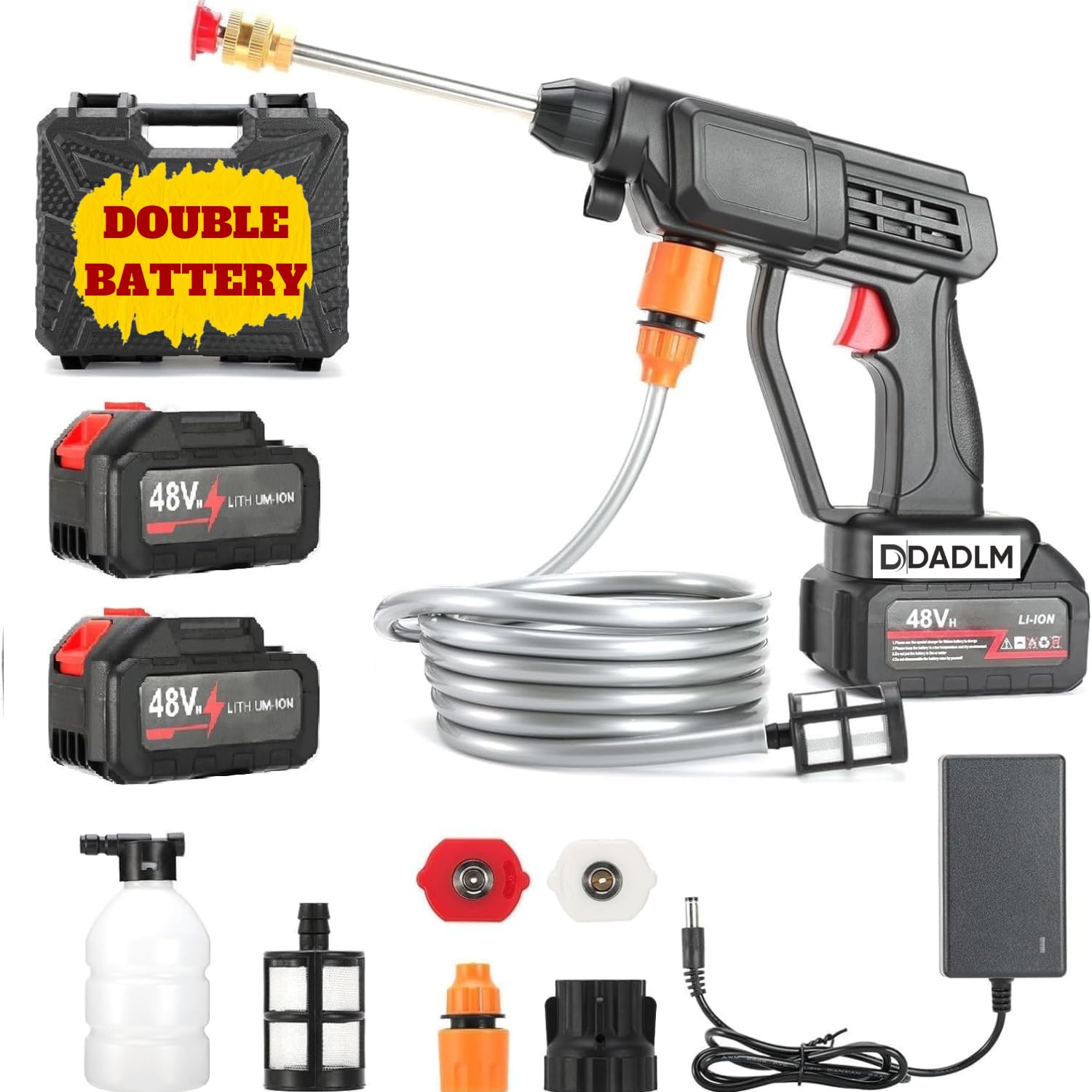 See full amazon price history chart for DADLM (Double Battery) Wireless High Pressure Car Washer& Car Cleaning 48V Rechargeable Electric Pressure Washer Gun Machine Tool for Car,Bike,Gardening with Adjustable 3in1 Nozzle &5M Hose Pipe (1) DADLM (Double Battery) Wireless High Pressure Car Washer& Car Cleaning 48V Rechargeable Electric Pressure Washer Gun Machine Tool for Car,Bike,Gardening with Adjustable 3in1 Nozzle &5M Hose Pipe (1) (B0D9P9TQMF) Amazon Price History, Amazon Price Tracker
