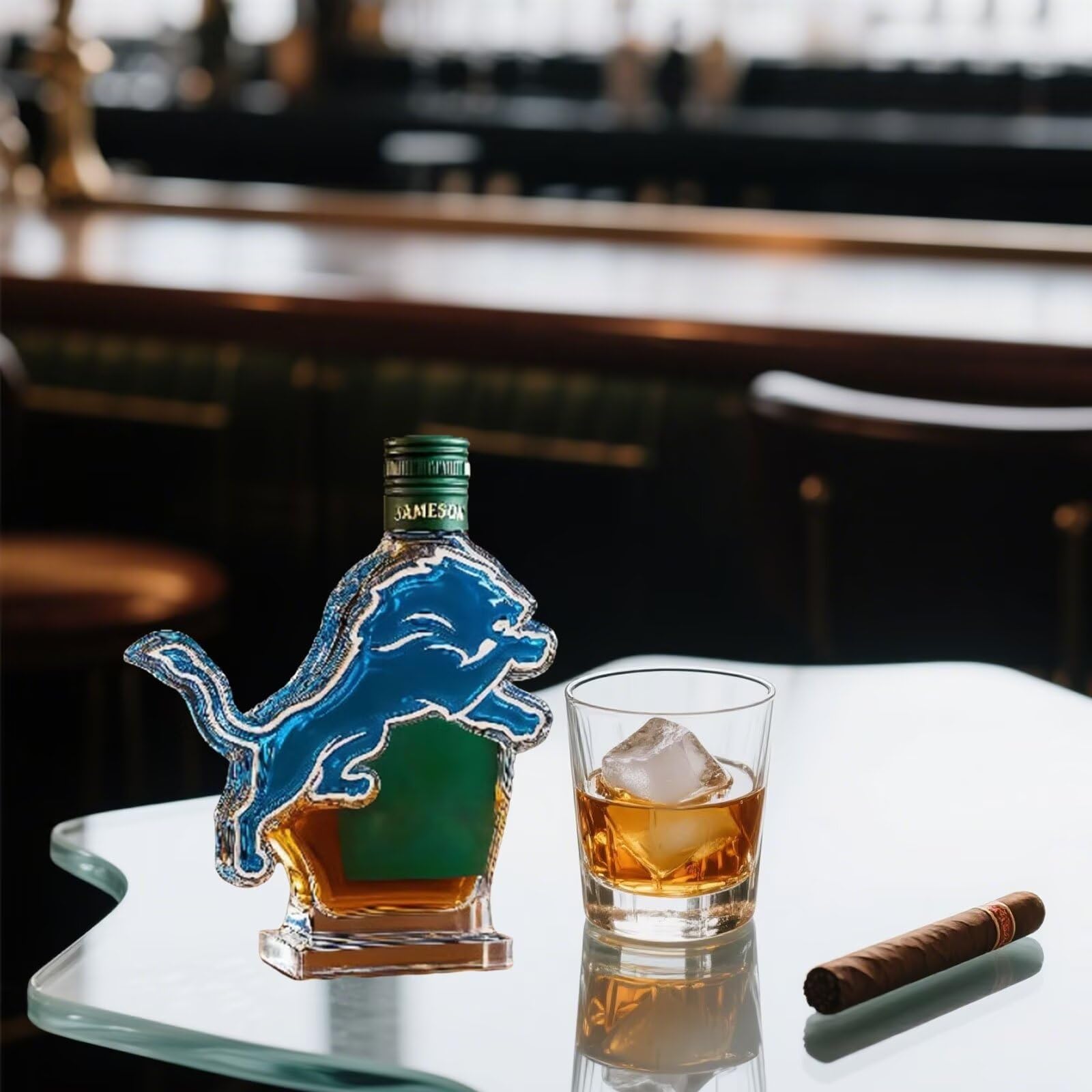 karafka, 300 ml figurka butelki whisky w kształcie lwa, trójwymiarowa nowość postaci szklanej karafki do(A)
