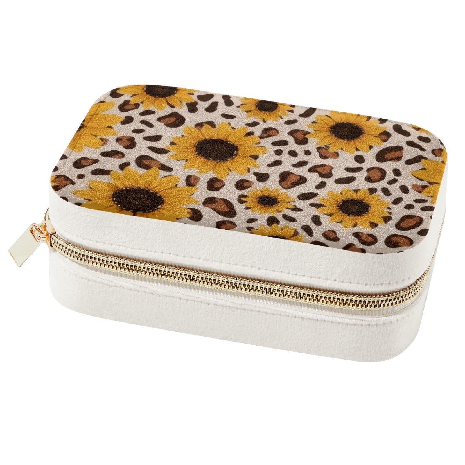 Boîte à bijoux portable pour week-end et vacances au motif tournesol