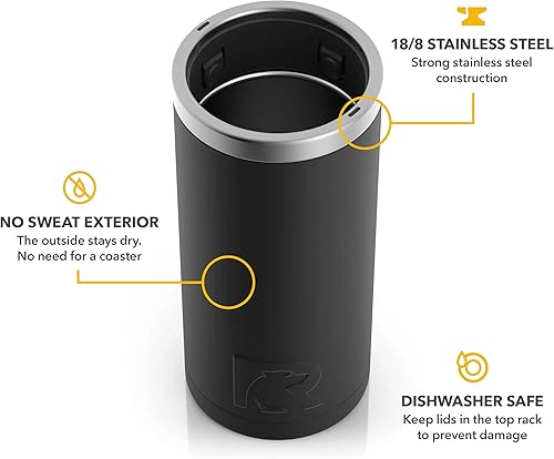 Miniatura 5 de RTIC Skinny - Enfriador de latas delgado, aislado, para cerveza, bebidas, refrescos, con tapa, metal de acero inoxidable, aislamiento de doble pared