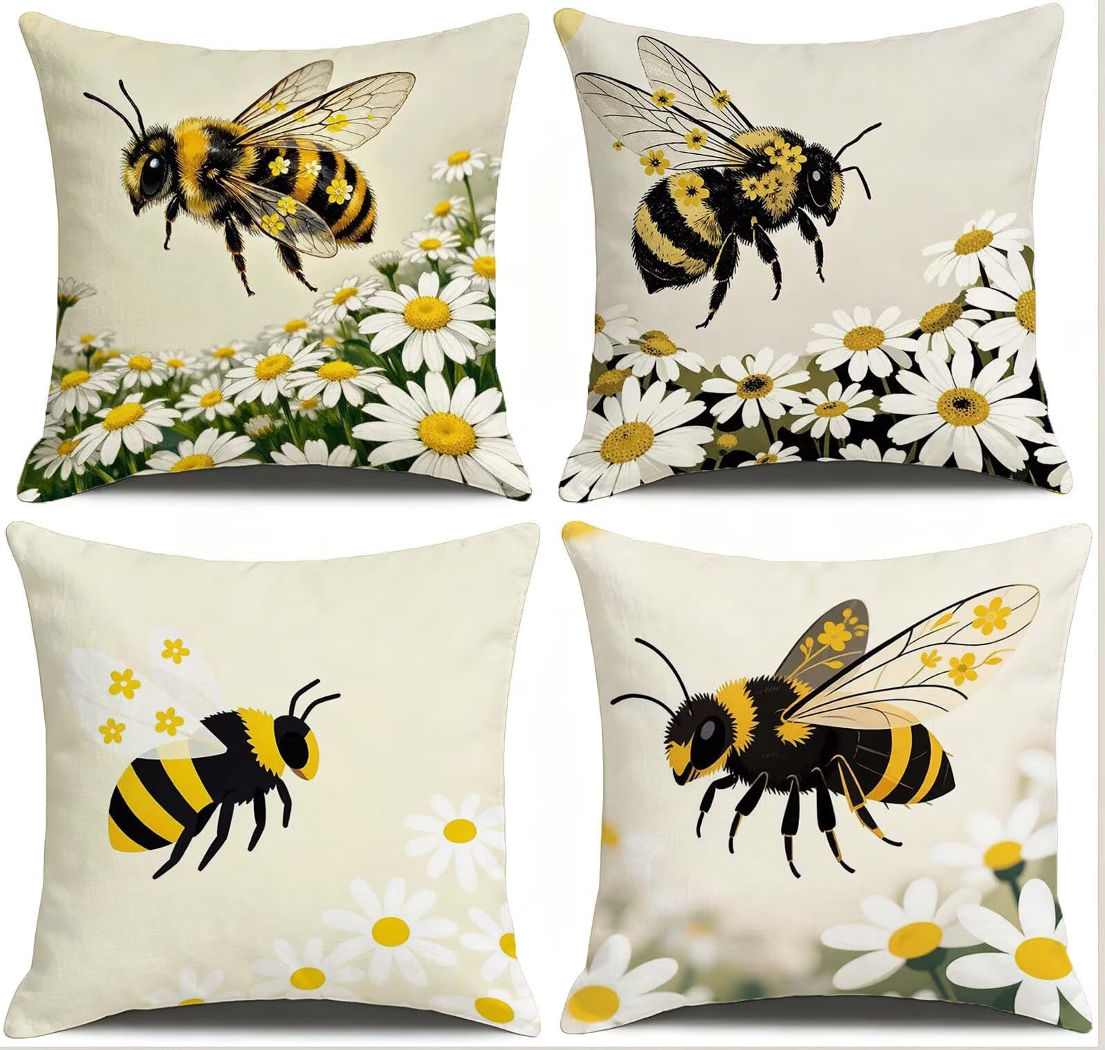 Giallo Federe Cuscini Divano 65x65cm, Cuscini da Esterno Set de 4, Cod-50 | Velour Copricuscini Decorativi Letto Arredo, per Letto, Soggiorno, Giardino, Esterno, Casa Decorazione Set di 4 Animale