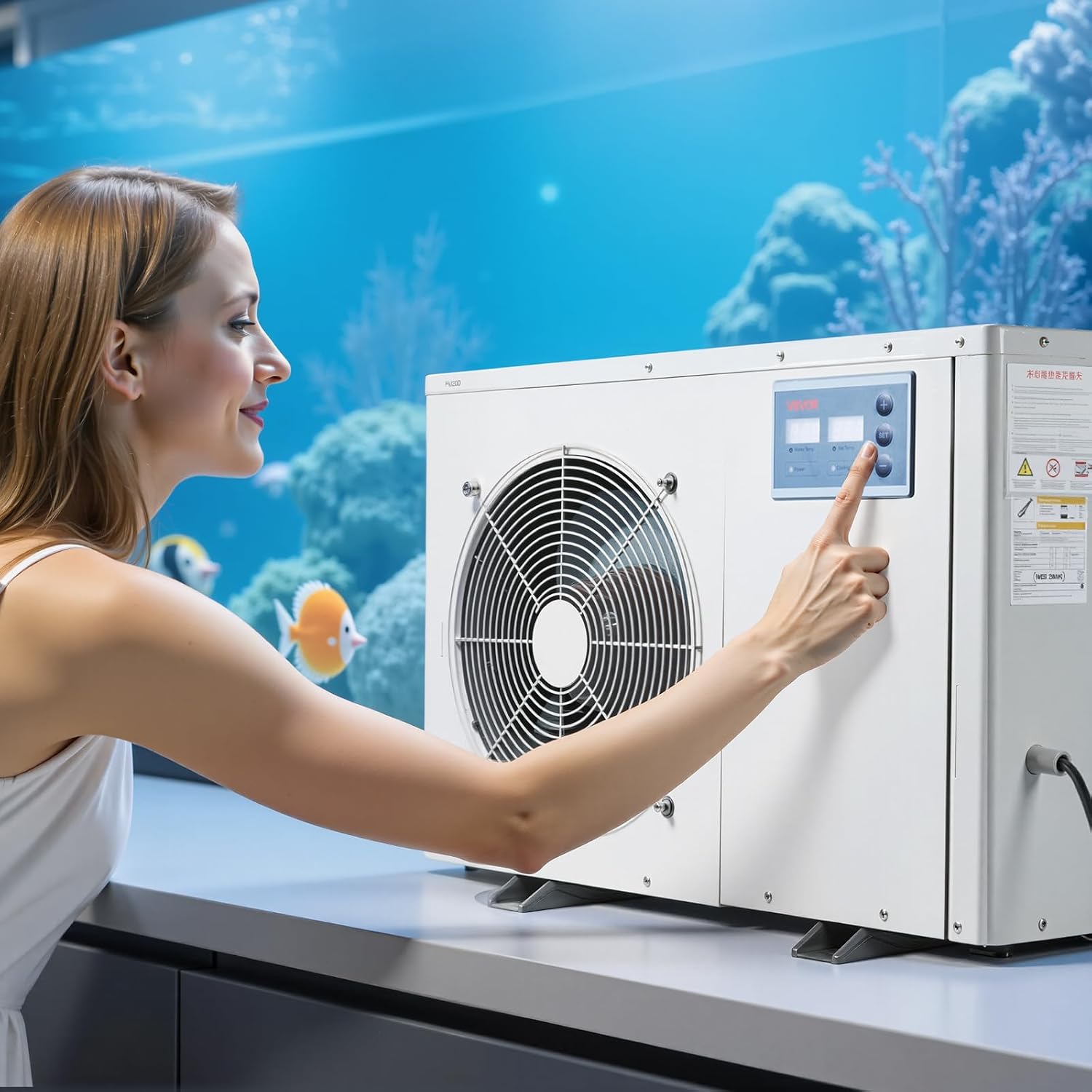 VEVOR Aquarium Chiller 150 Gallon, 1/2 HP Water Chiller for Hydroponics, Fast Cooling for Fish Tank,Axolotl,Coral Reef,Quiet Refrigeration Compressor, Titanium Evaporator,Complete Fittings
