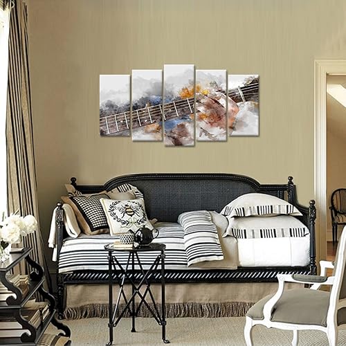 Miniatura 2 de KREATIVE ARTS - Lienzo artístico musical para pared, 5 paneles, pintura de acuarela, impresión sobre lienzo para decoración moderna del hogar, listo