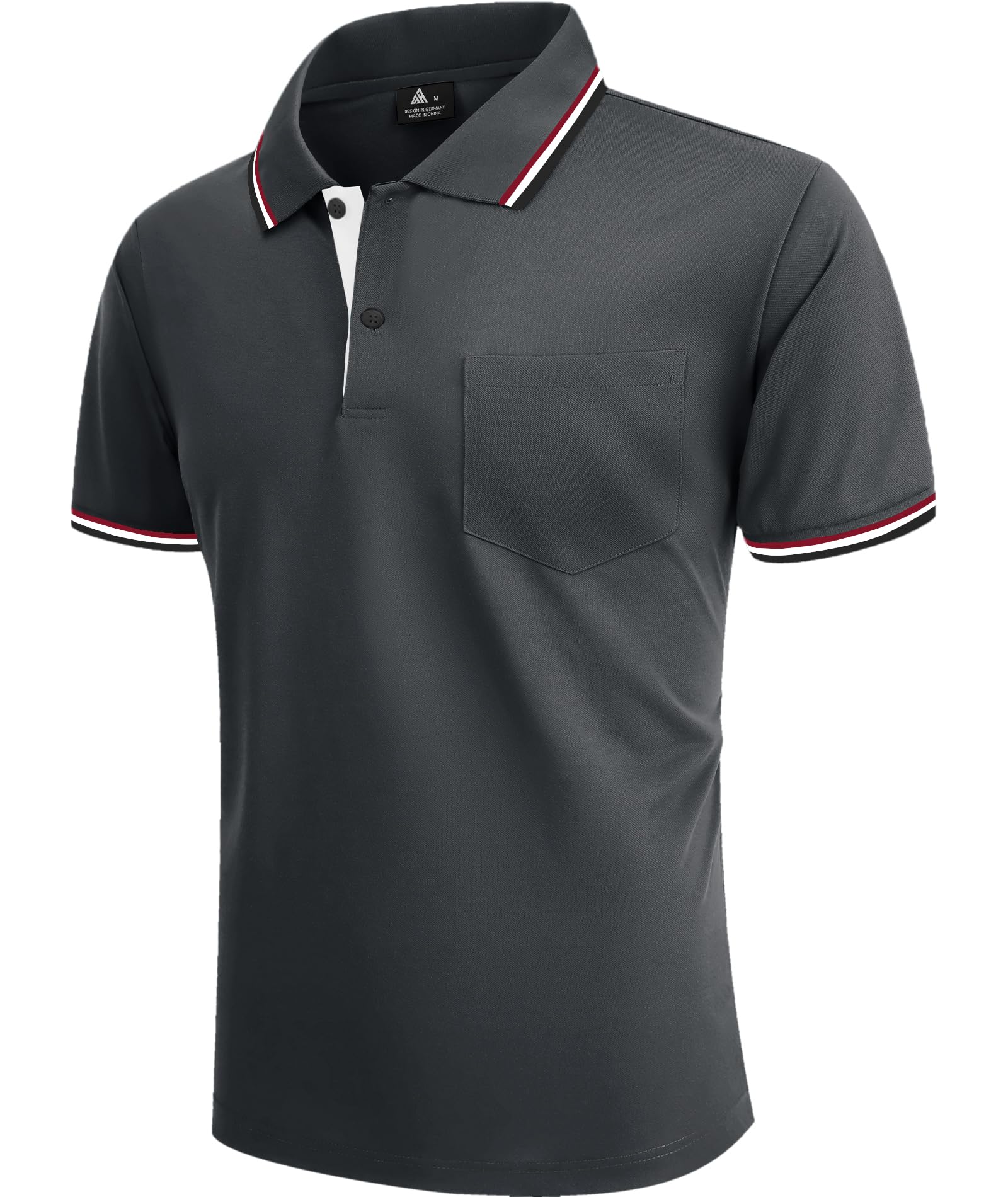 zitysport Polo Uomo Camicia a Maniche Corte Camicia da Golf Traspirante Uomo Camicie estive Sport Basic Slim Fit Tshirt con Tasca sul Petto Polo Shirt