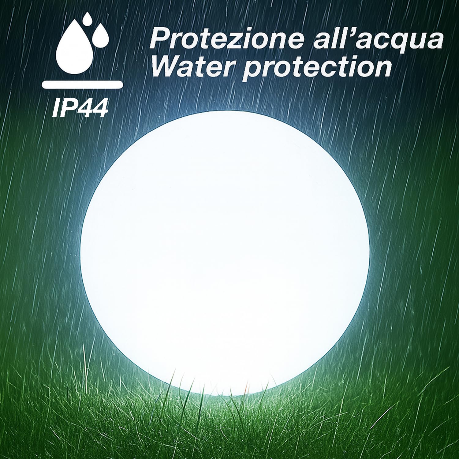 BEPER P207ILO226 Boule lumineuse pour jardin, LED RGB, lumière blanche et multicolore avec capteur crépusculaire, alimentation solaire, avec piquet pour extérieur, diamètre 40 cm.