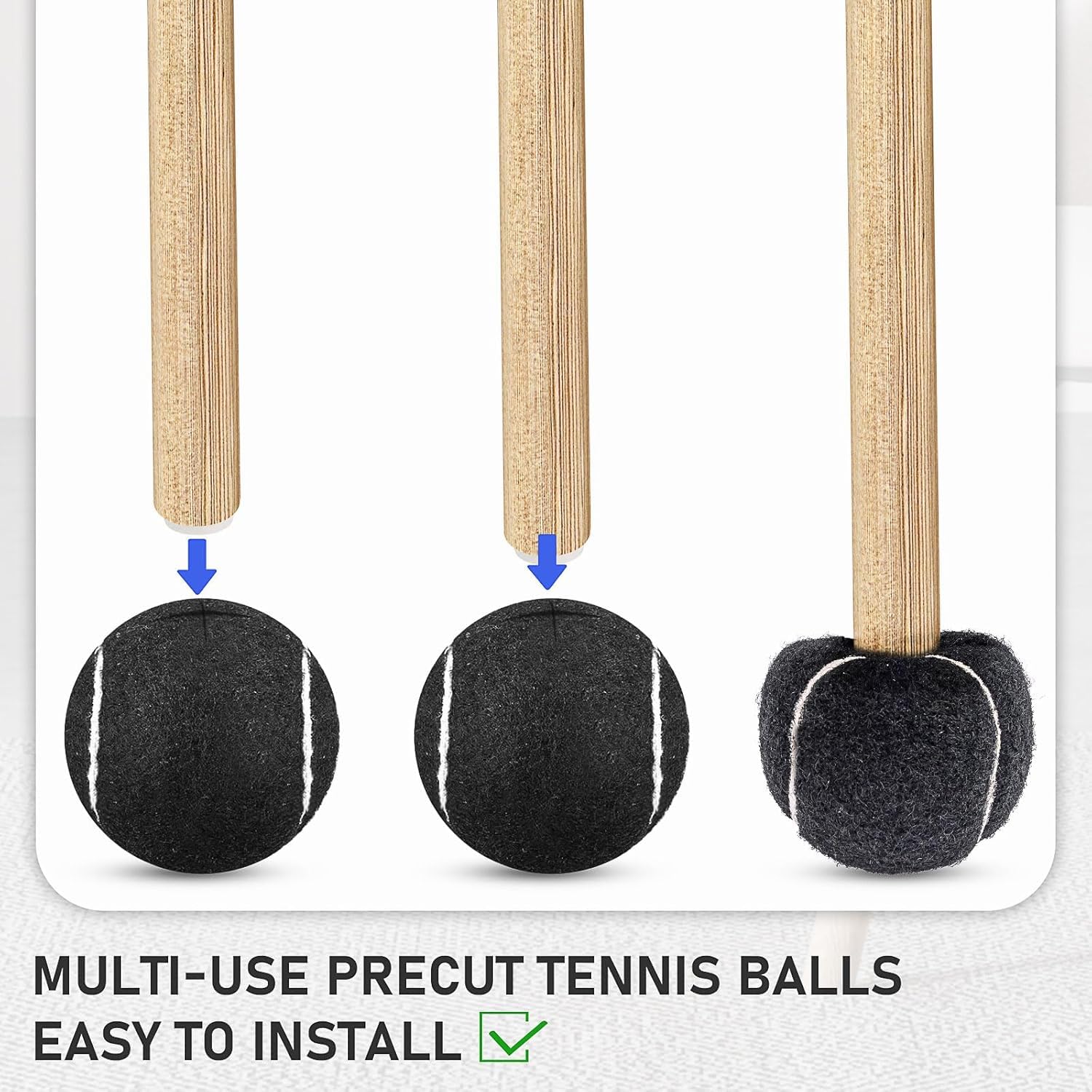 24 Pre-Cut Tennis Balls For Chair Legs & Walkers | Anti-Slip Furniture Floor Protectors | Quiet Moving & Scratch Prevention