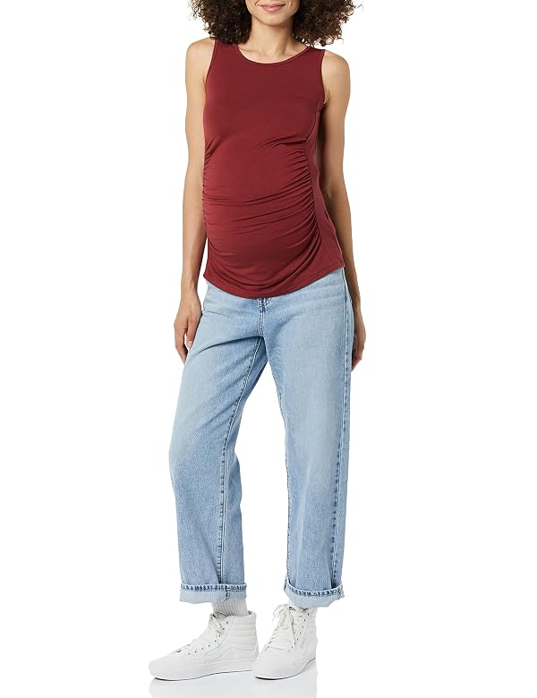 Amazon Essentials Women's Active Maternity Tank Top, Burgundy, Large by Amazon Essentials - Image 3