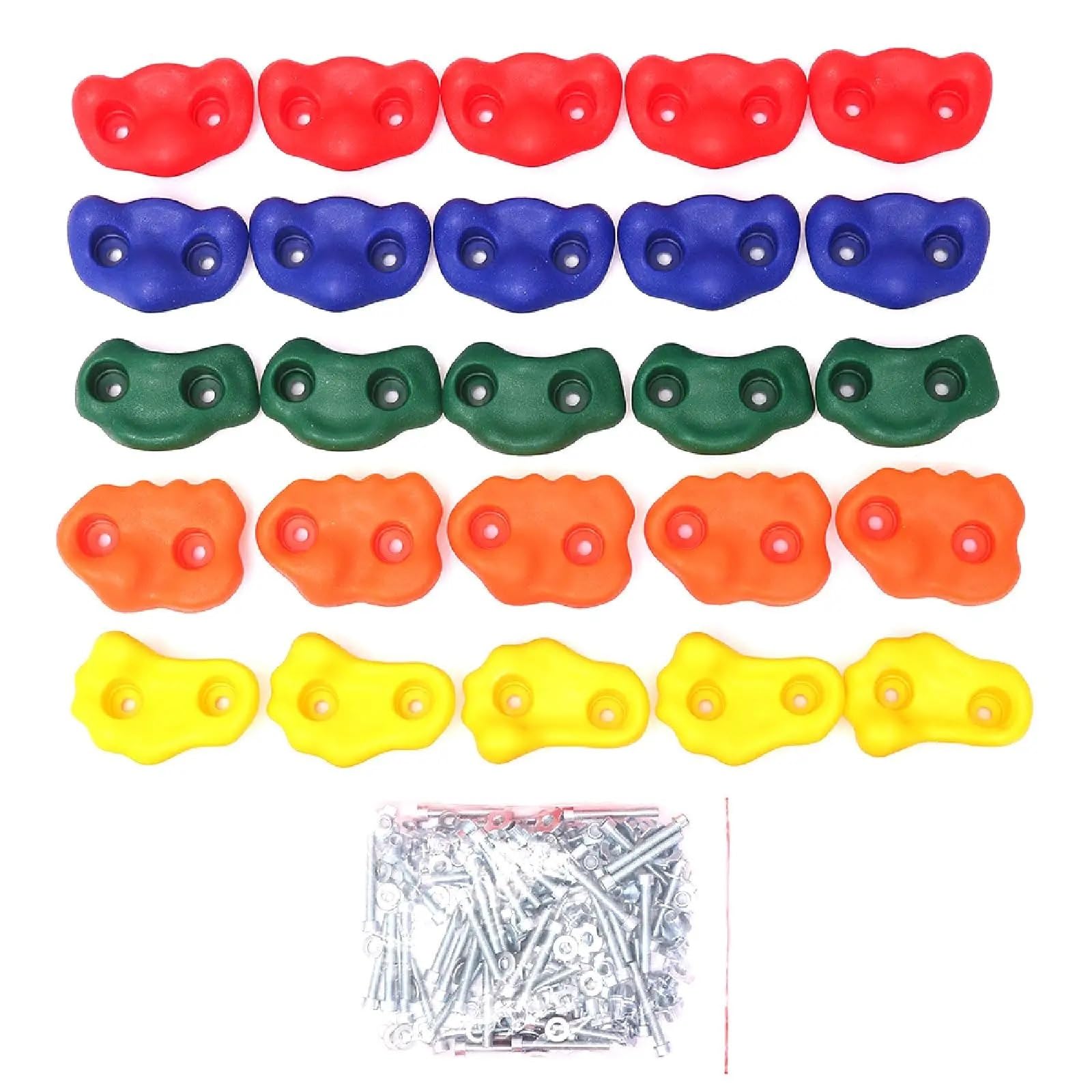 Climbing Holds， 25Pcs for Hand Feet Holds Grip Kits Backyard Rock Climbing Wall for Frame Bracket(Color No Rope)