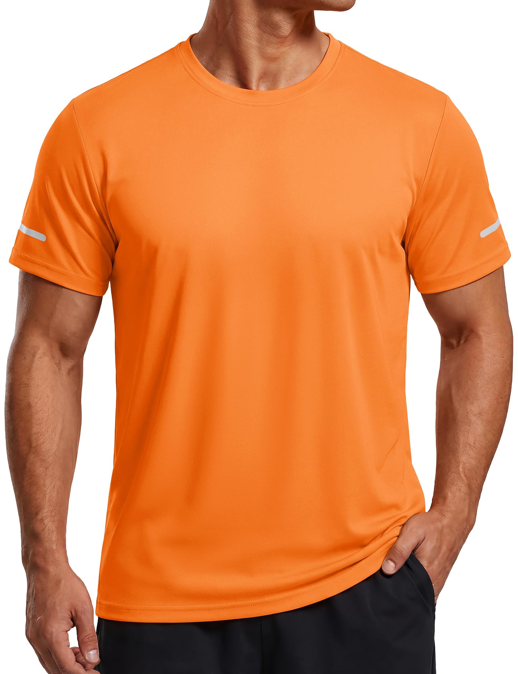 TACVASEN Sport Tshirts Herren UV Shirt Kurzarm Atmungsaktive Funktionsshirt Laufshirts Wandershirt mit Reflektierender Streifen